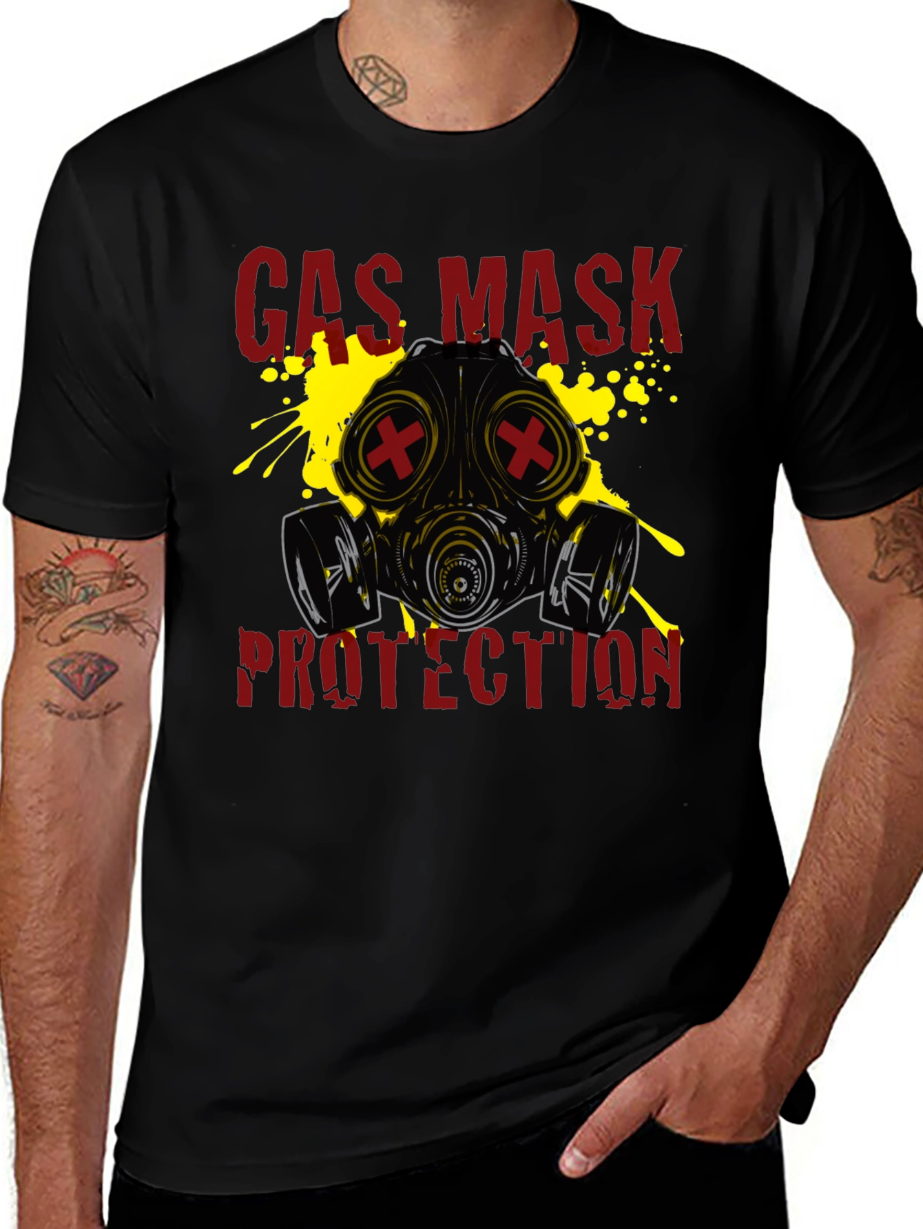 Variant 11 of Gas Mask Protection Graphic T-Shirt - Black