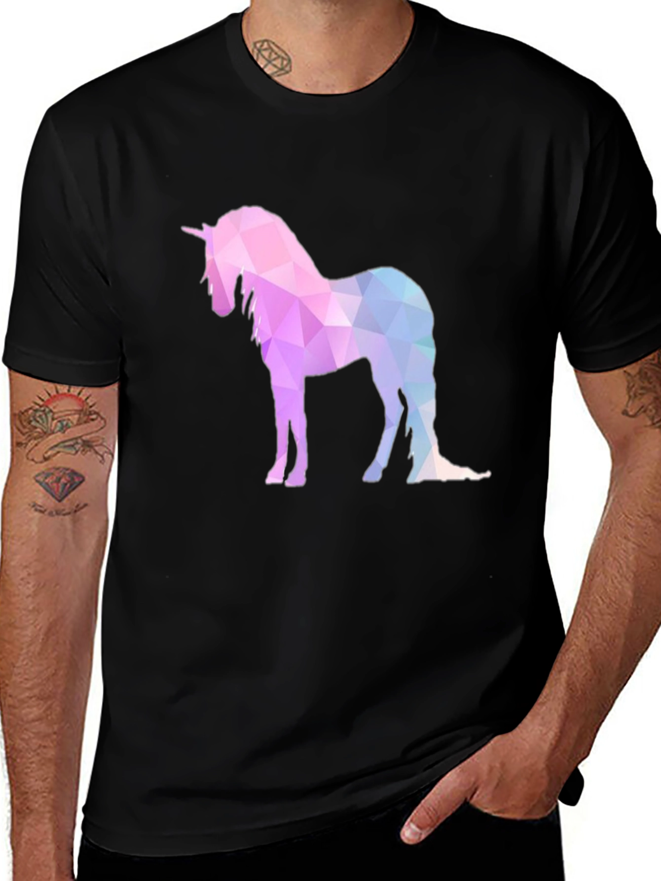 Variant 23 of Geometric Unicorn Graphic T-Shirt - Black