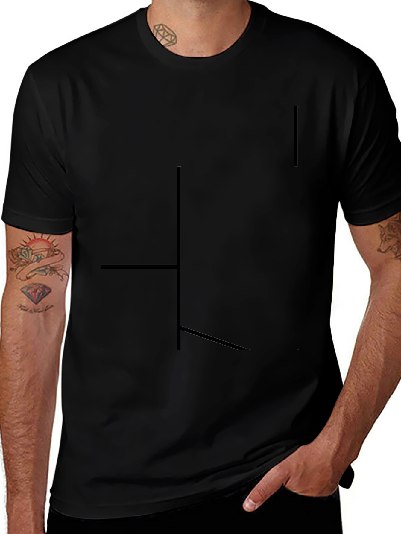 Variant 11 of Minimalist Line Art Black Cotton T-Shirt