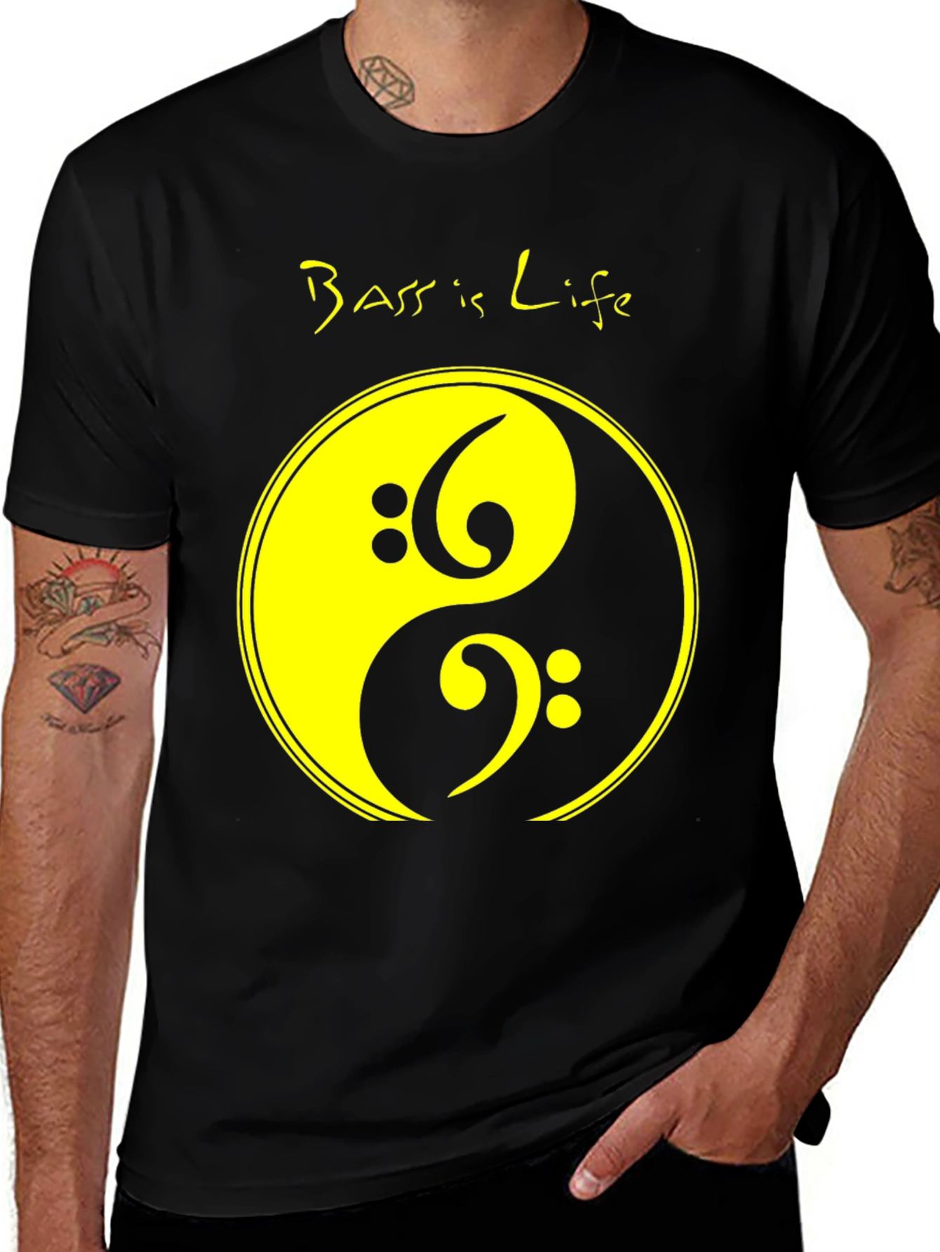 Variant 10 of Bass is Life T-Shirt - Yin Yang Design - Musician Tee
