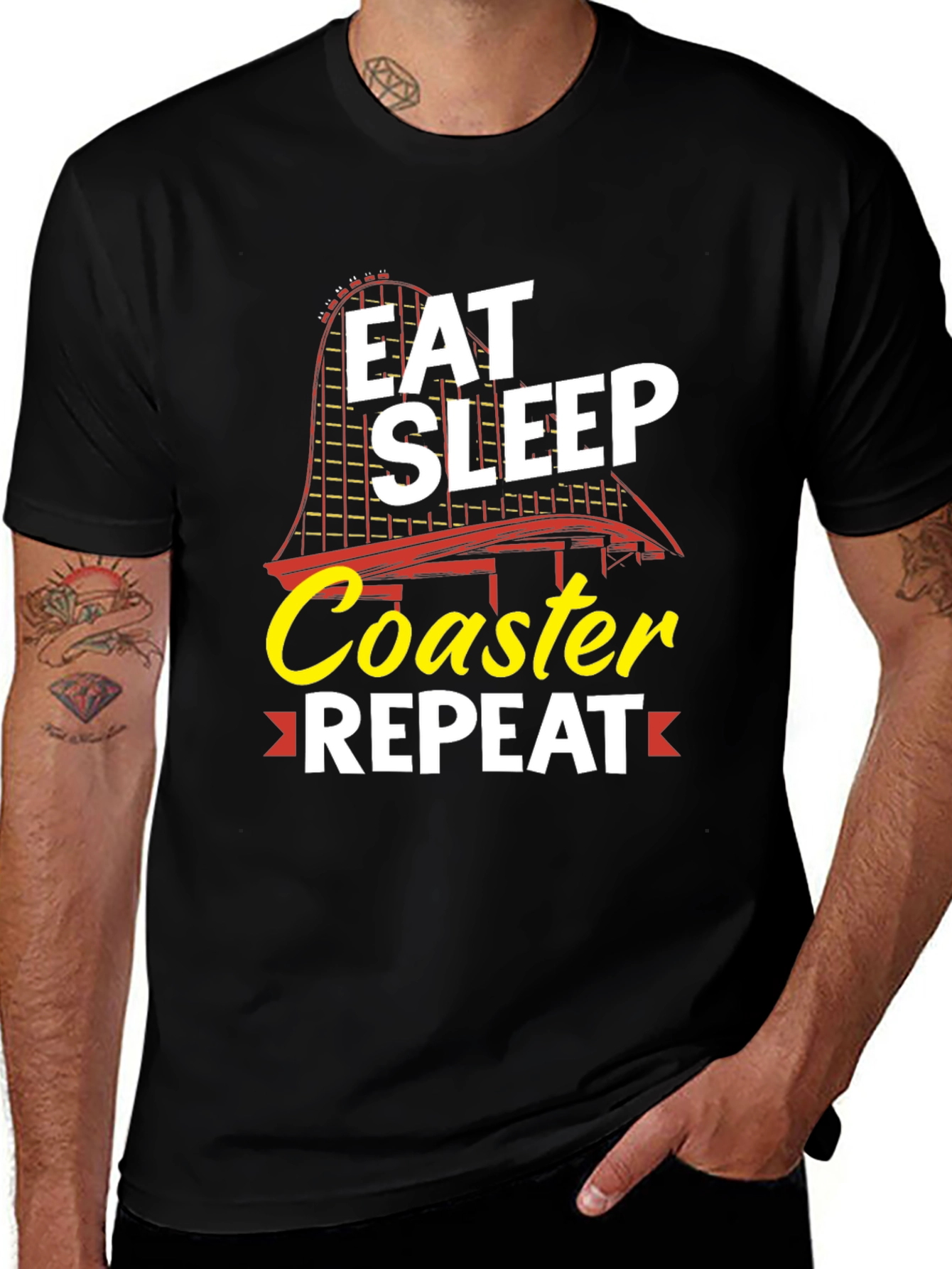 Variant 26 of Eat Sleep Coaster Repeat Black Graphic Tee