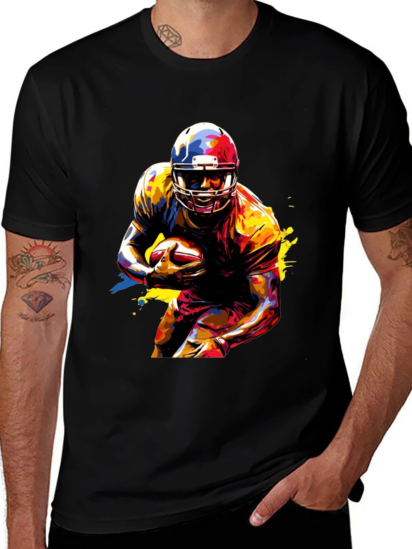 Variant 18 of Colorful Football Player Graphic T-Shirt