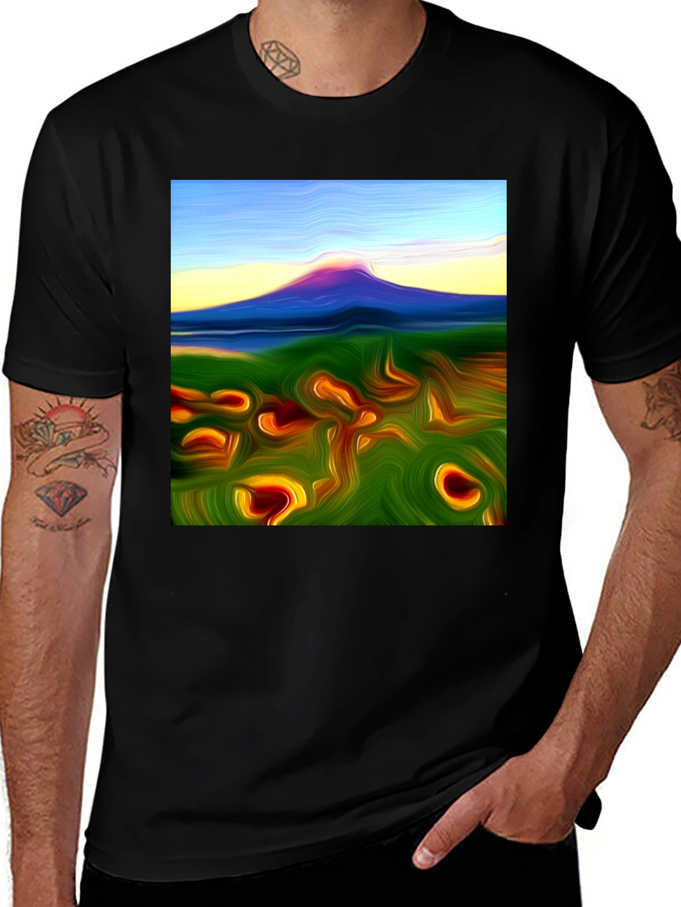 Variant 8 of Abstract Mountain Graphic Tee - Artistic Style