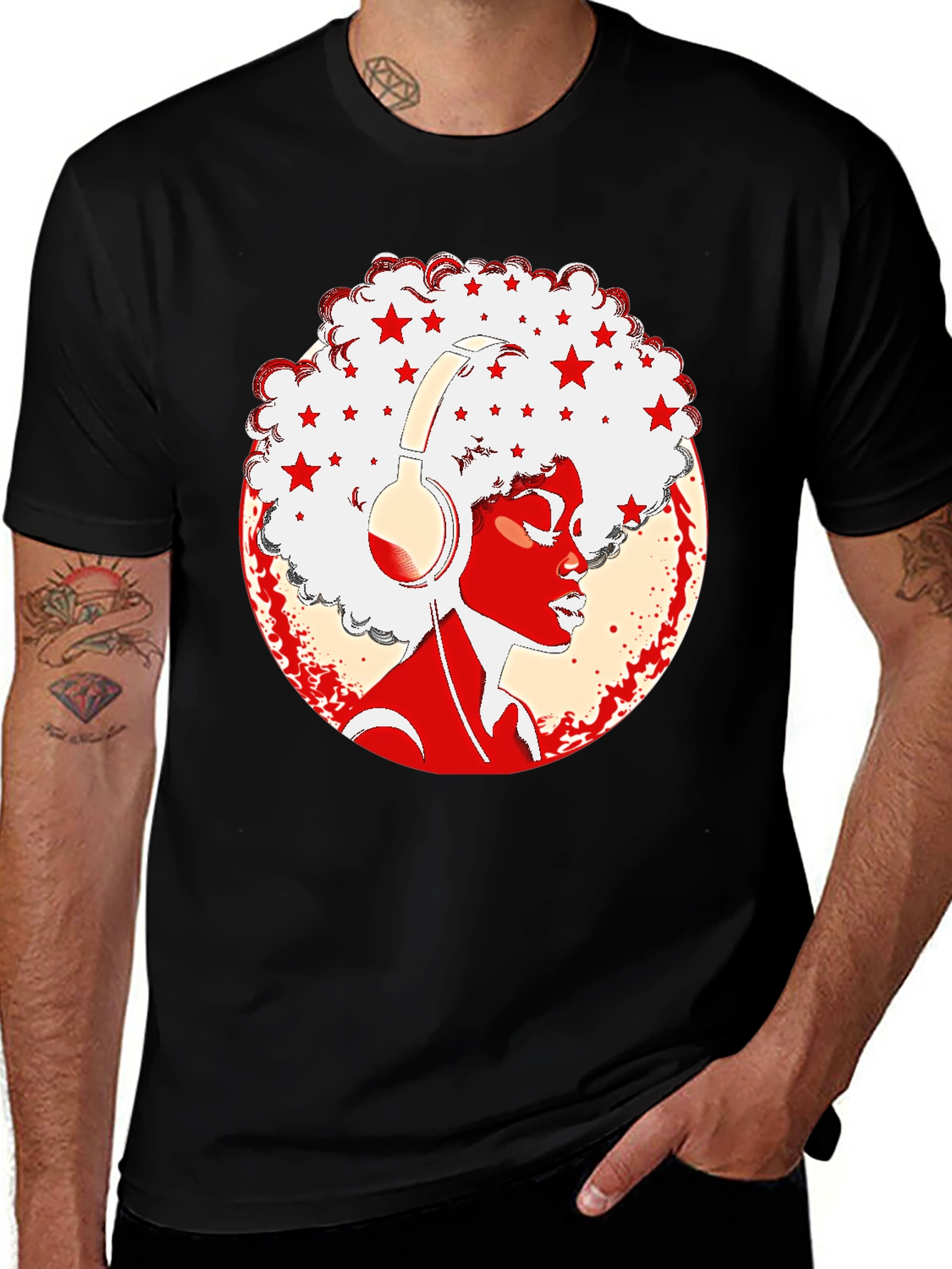 Variant 13 of Afro Diva Headphone Graphic Tee