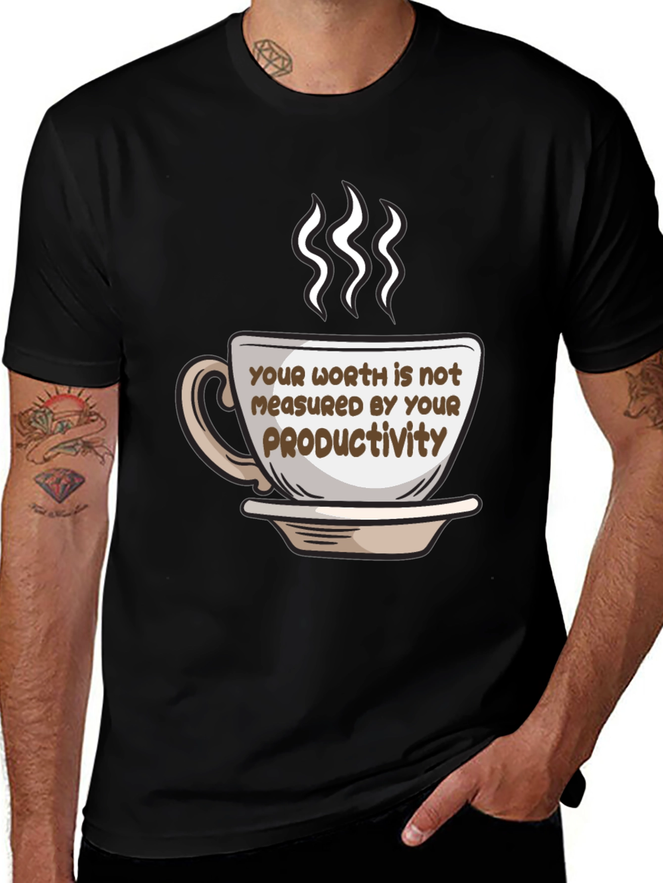 Variant 26 of Worth is Not Productivity Coffee Cup T-Shirt