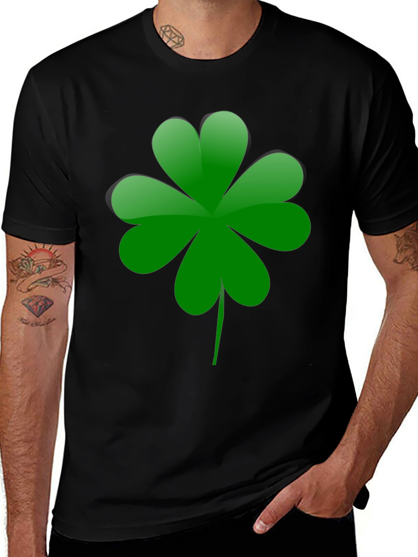 Variant 11 of Shamrock Graphic Black T-Shirt
