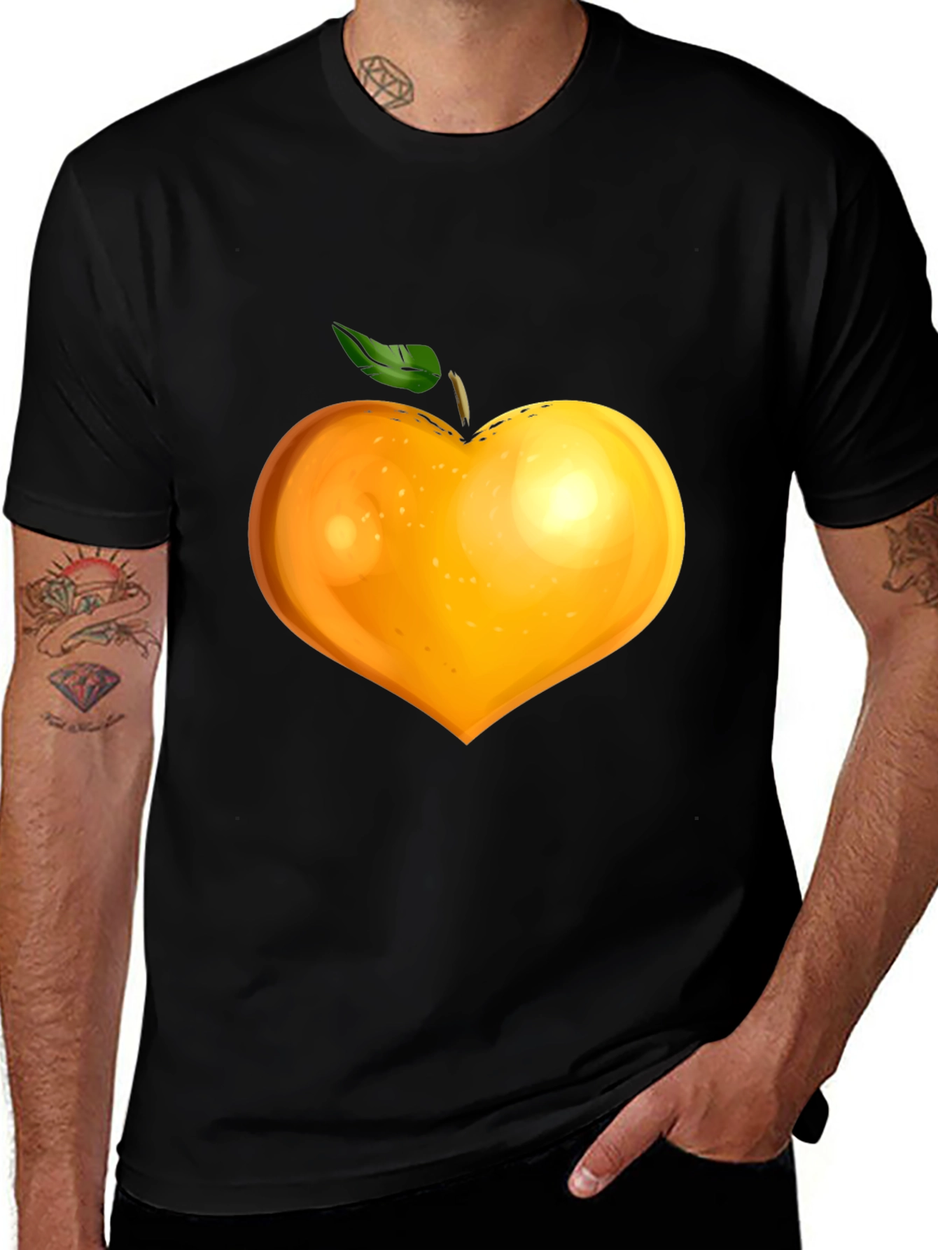 Variant 5 of Heart Peach Graphic Tee - Black Unisex T-Shirt