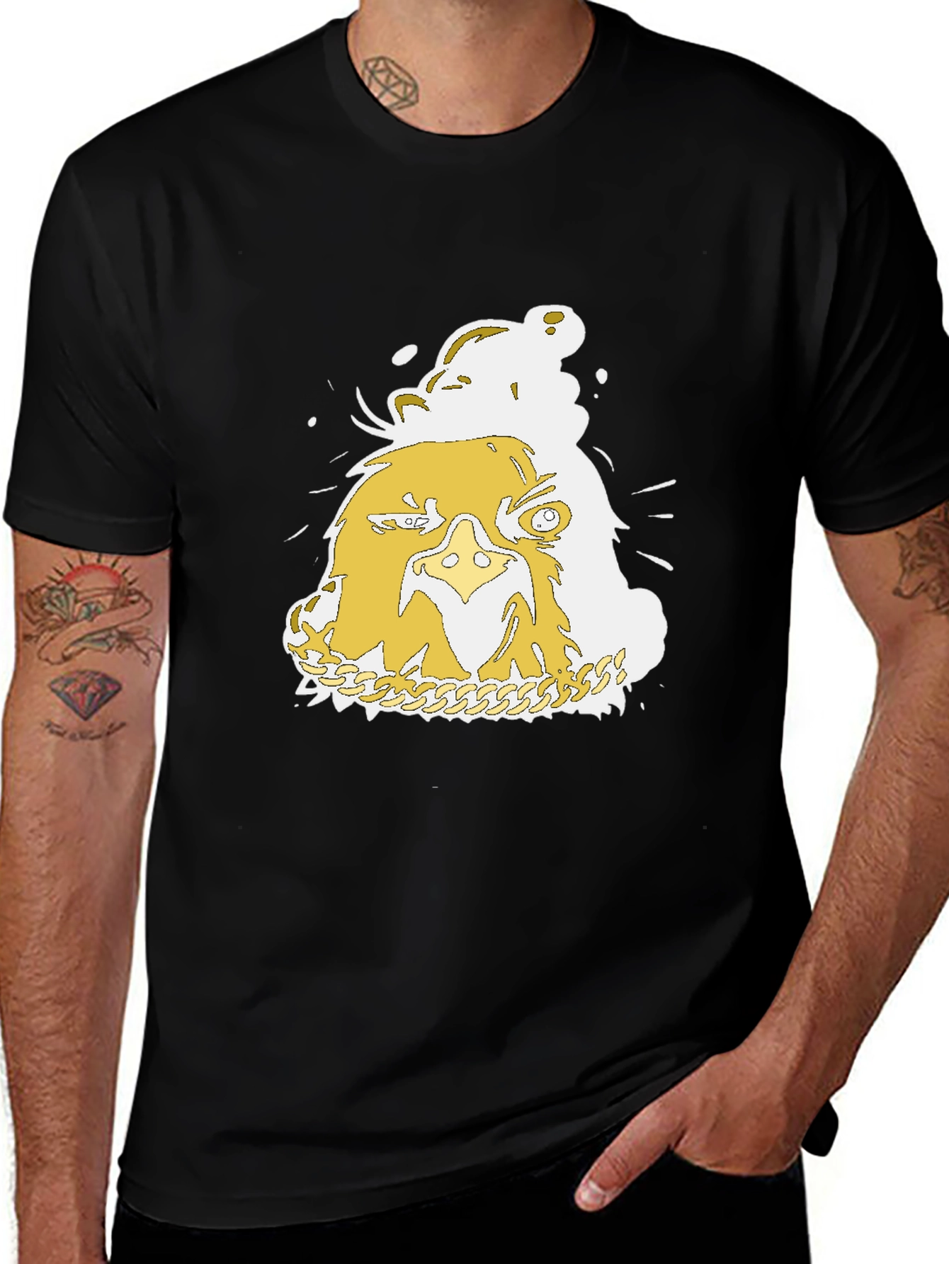 Variant 30 of Gold Eagle Chain Graphic Black T-Shirt