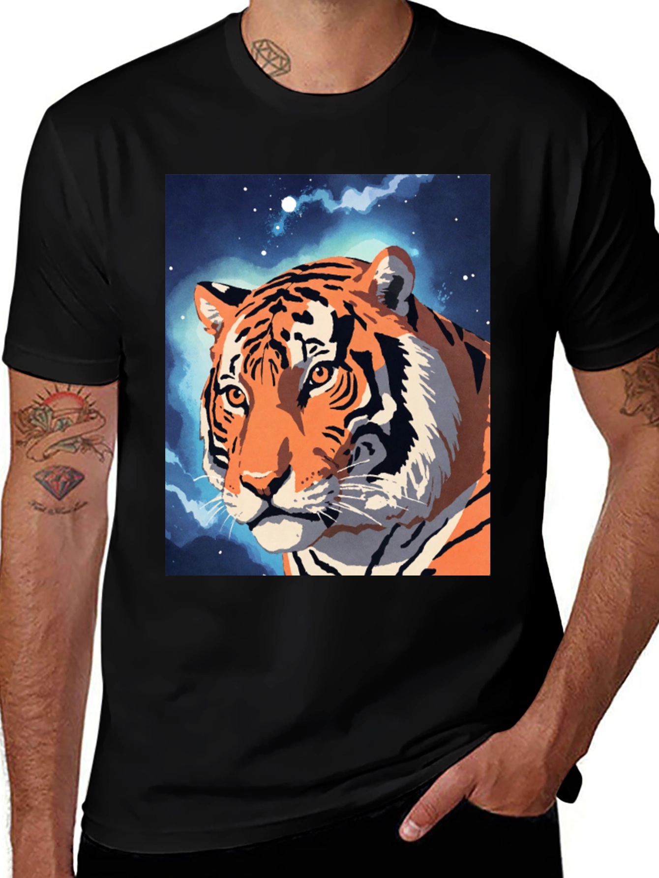 Variant 19 of Tiger Galaxy Graphic Tee - Cool Animal Design