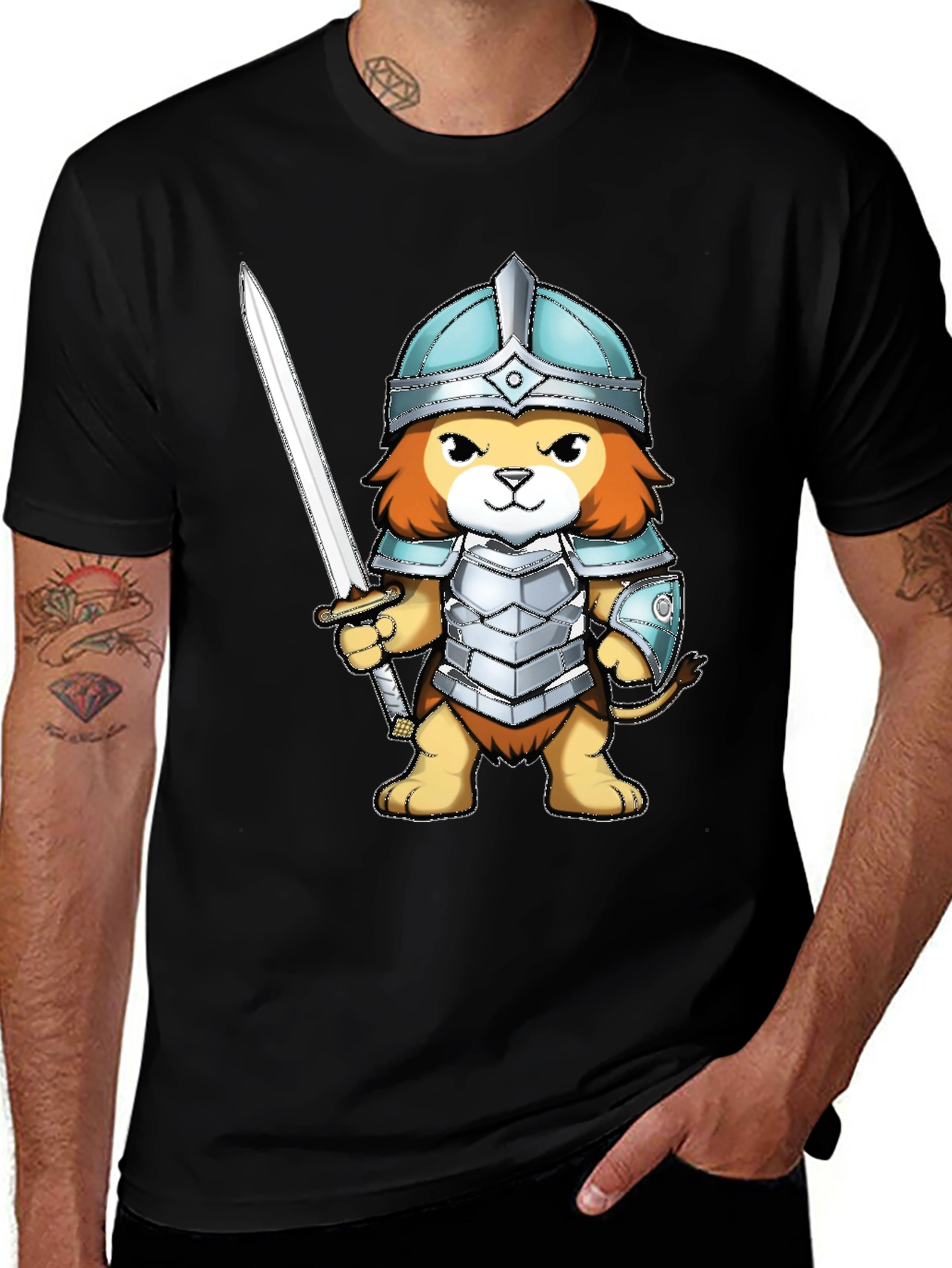 Variant 16 of Lion Knight T-Shirt - Warrior Cartoon Tee