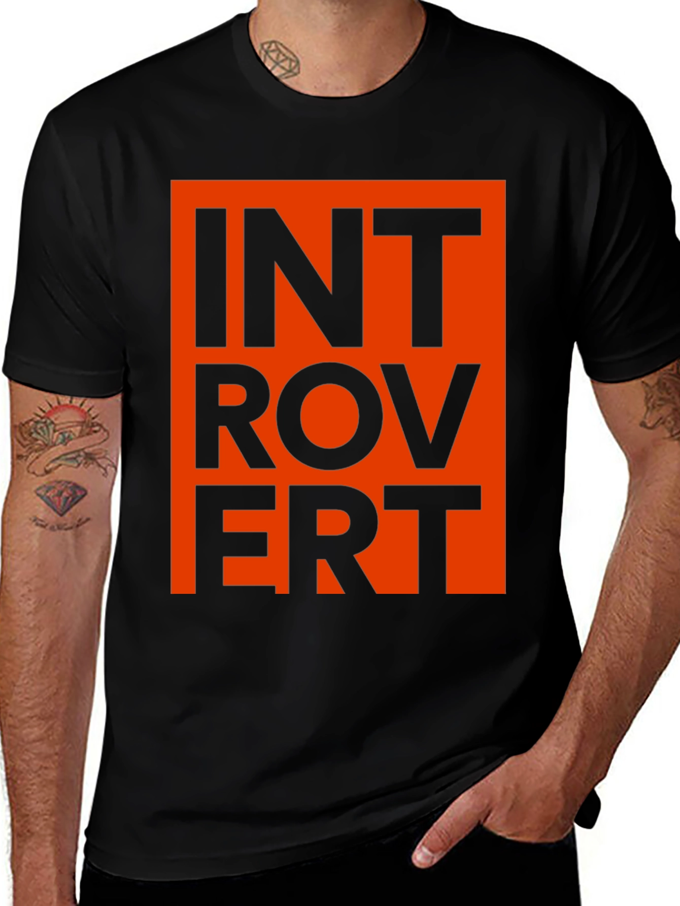 Variant 28 of Introvert Graphic Tee - Black T-Shirt with Bold Design