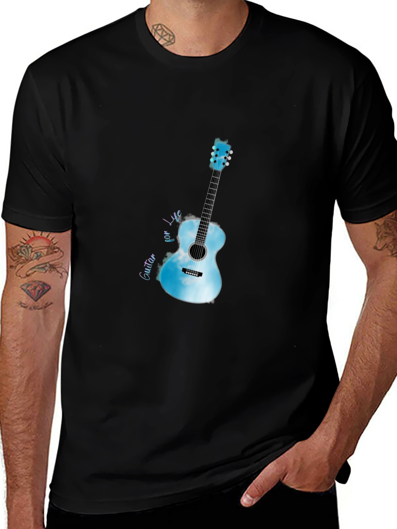 Variant 17 of Guitar for Life Graphic T-Shirt - Men's Black Tee