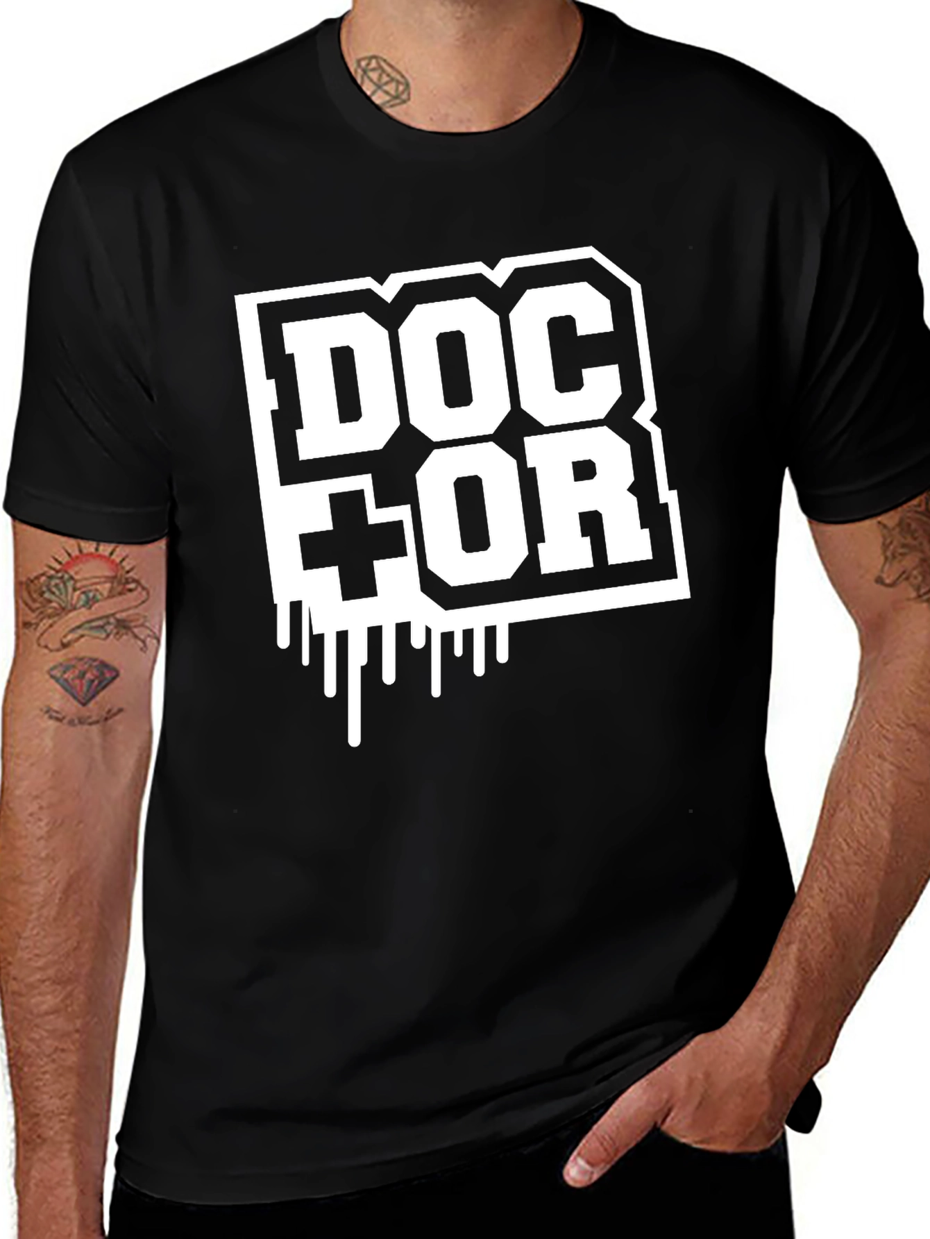 Variant 12 of Doctor Graphic Print Tee - Trendy Black T-Shirt