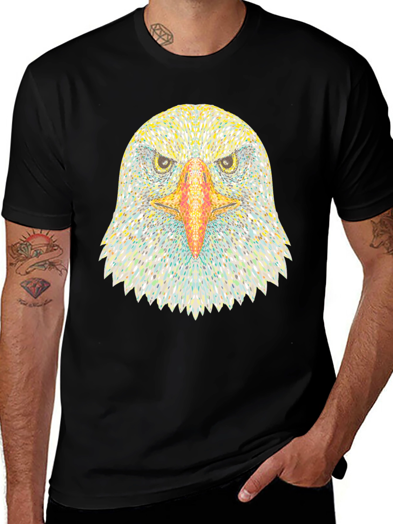 Variant 5 of Eagle Graphic Print Black T-Shirt