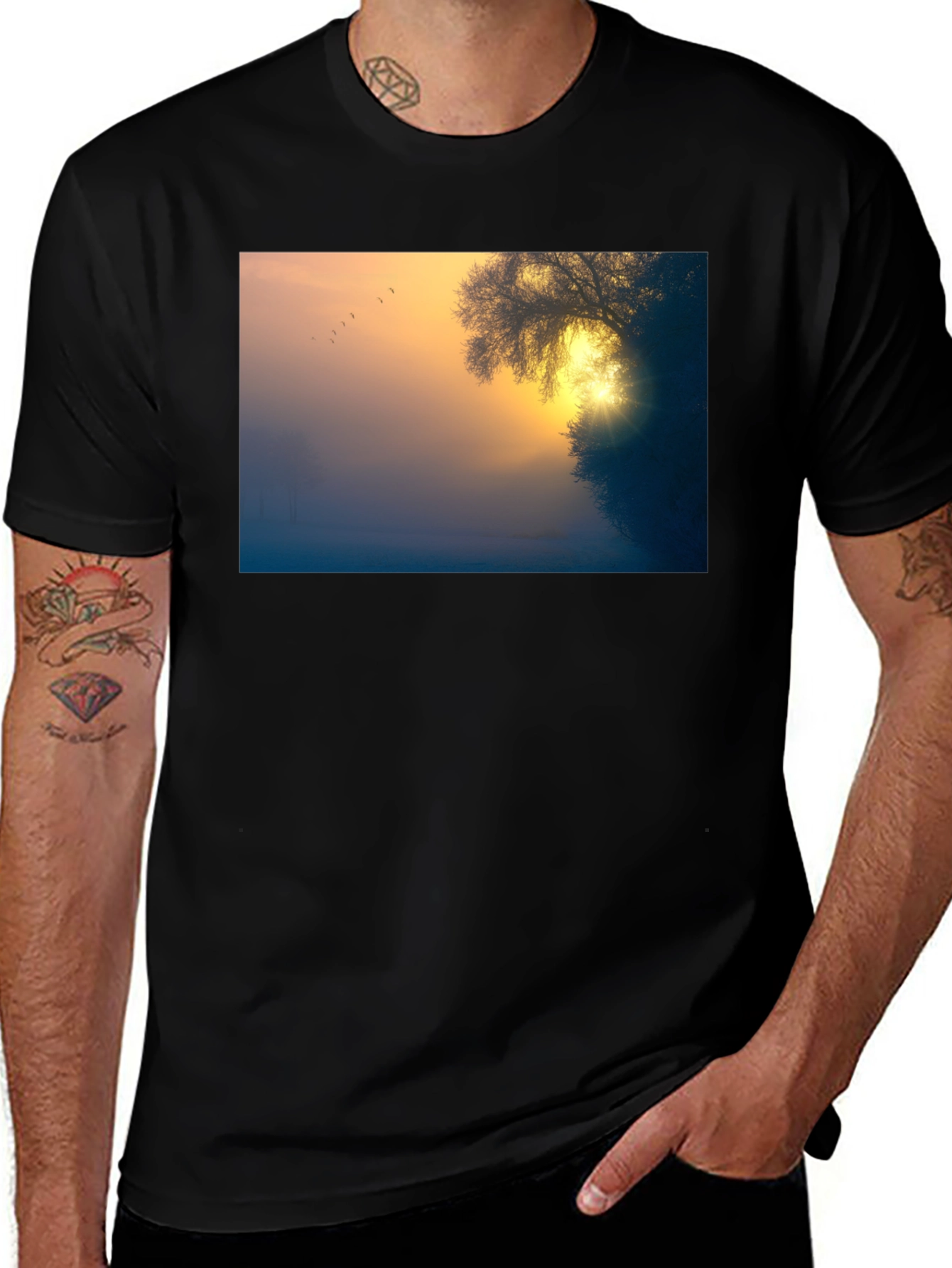 Variant 10 of Sunrise Silhouette T-Shirt - Nature Inspired Tee