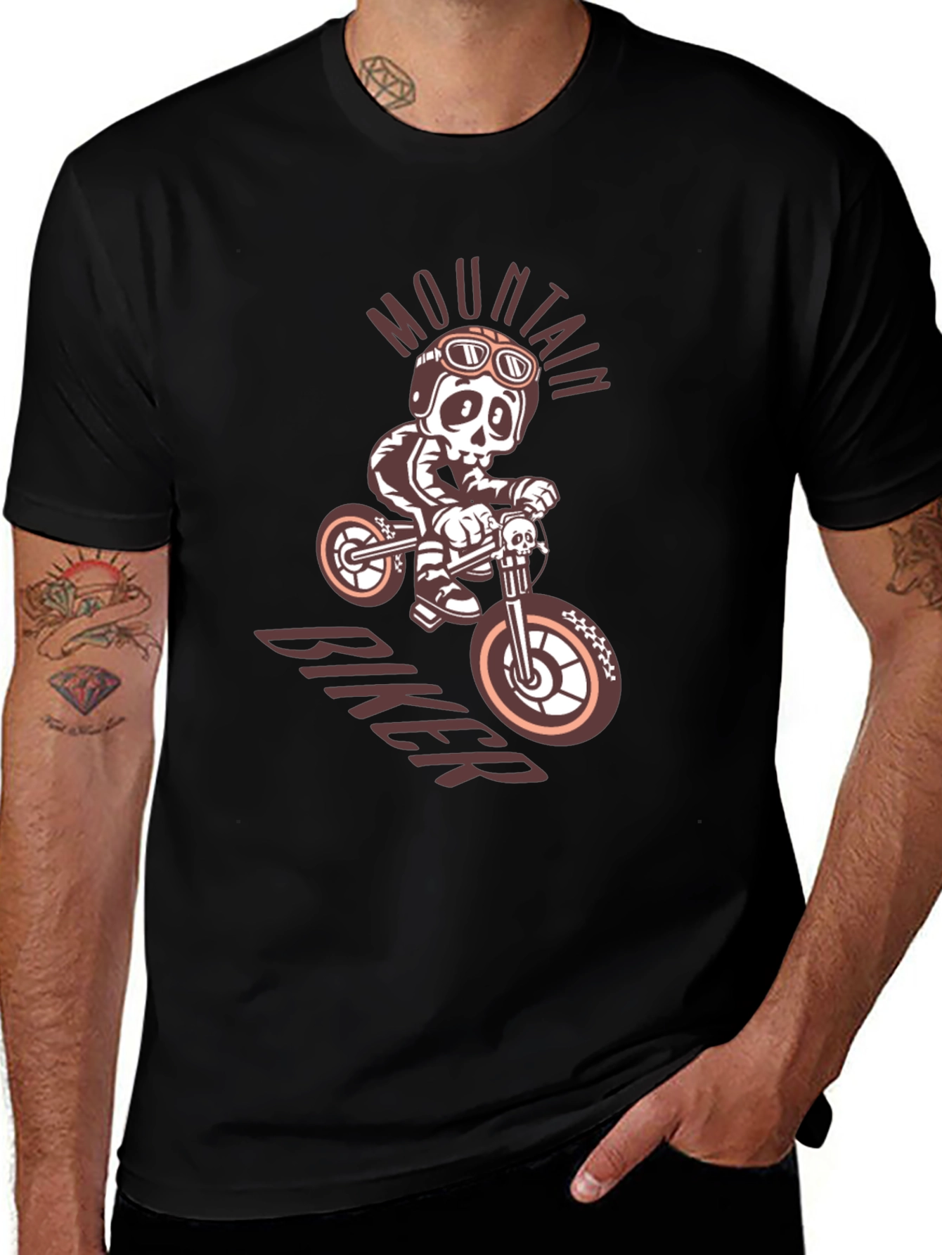 Variant 20 of Mountain Biker Skeleton Graphic Tee - Black