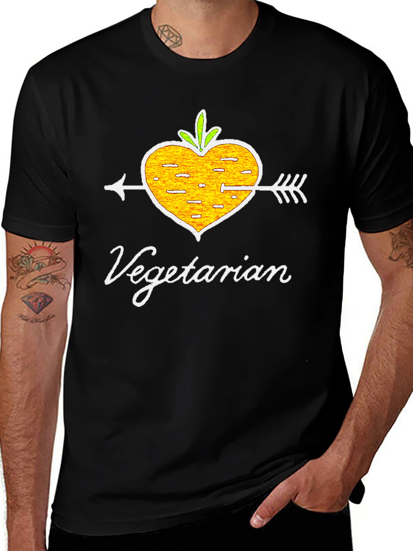 Variant 26 of Vegetarian Heart Arrow T-Shirt - Vegan Lifestyle Tee