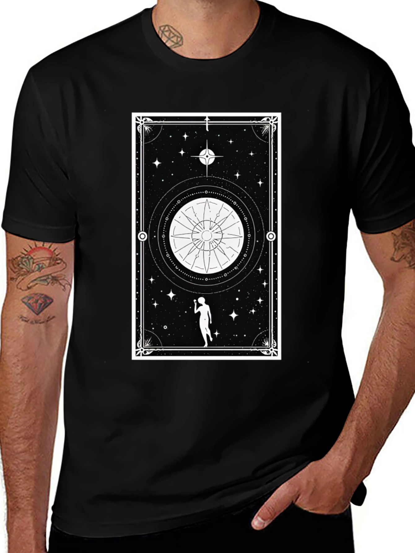 Variant 18 of Celestial Tarot Card Graphic T-Shirt - Black