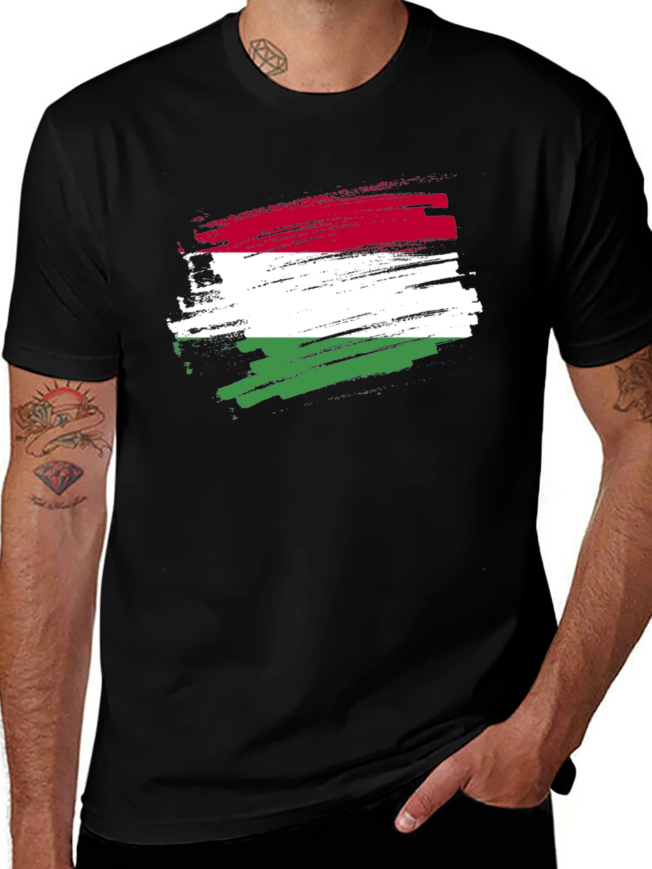 Hungary Flag Brush Stroke T-Shirt - Stylish Graphic Tee
