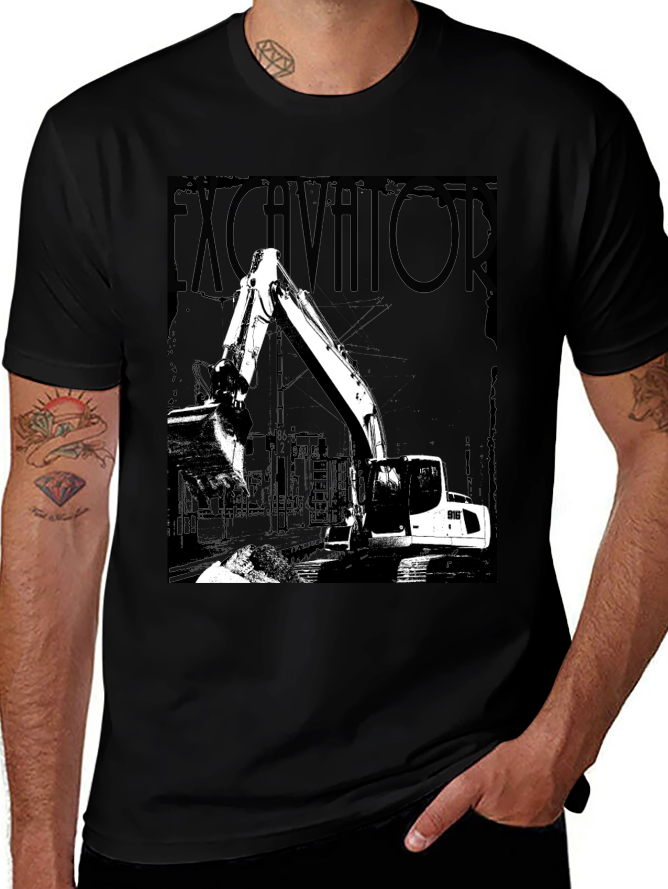 Variant 18 of Excavator Graphic T-Shirt - Construction Vehicle Tee