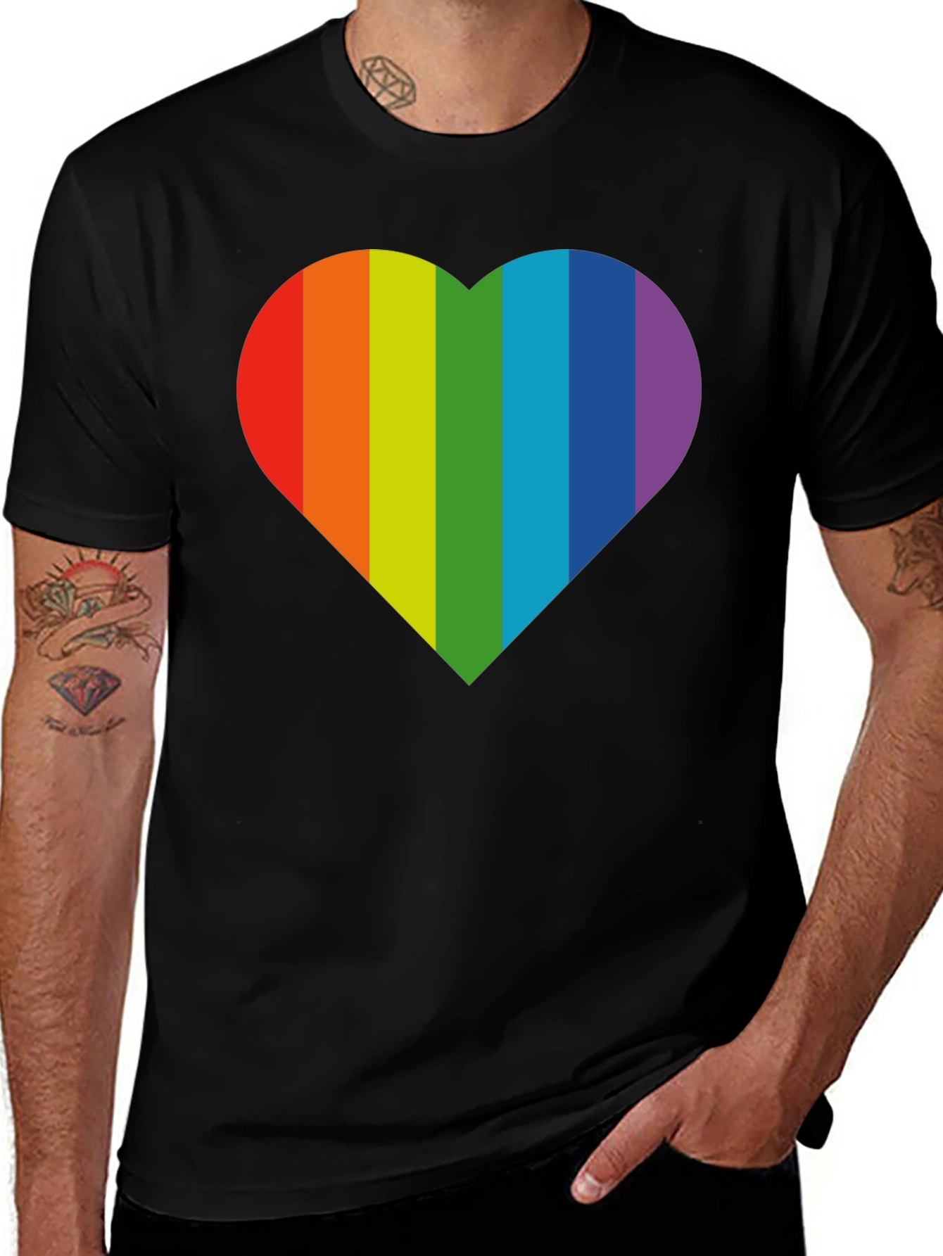 Variant 6 of Rainbow Heart Graphic Tee - Pride Love Shirt