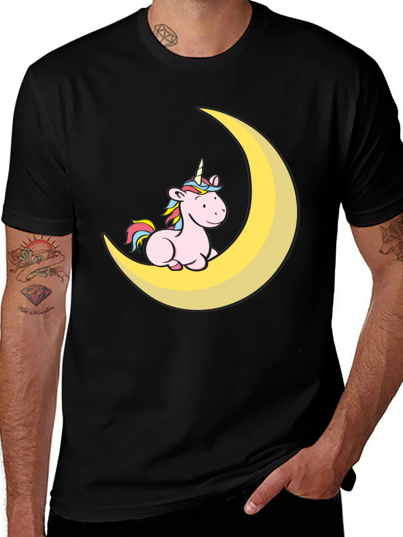 Variant 29 of Unicorn Moon Black T-Shirt - Dreamy Graphic Tee