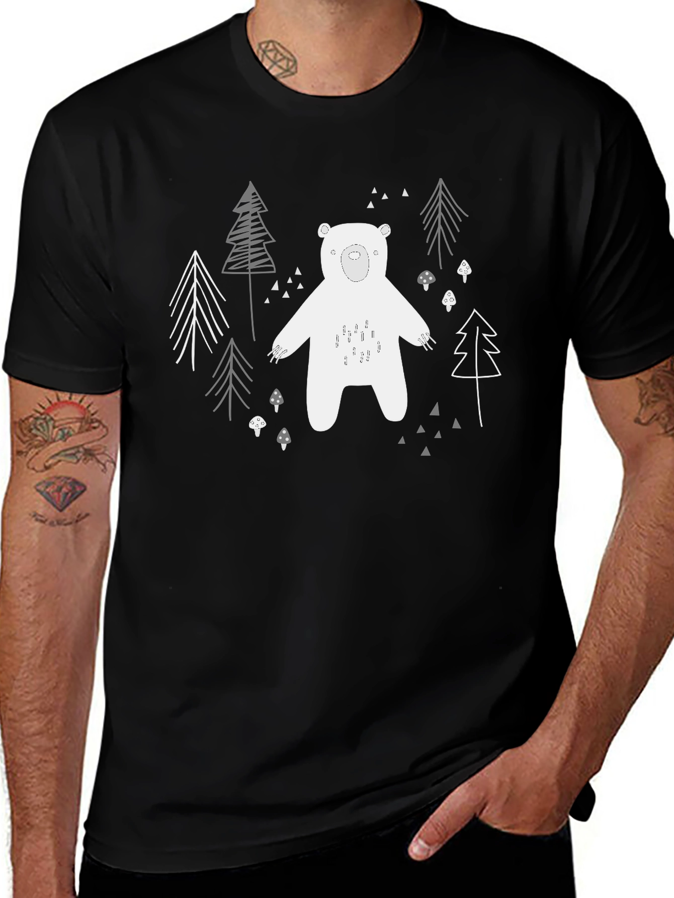 Variant 11 of Bear Graphic Black T-Shirt