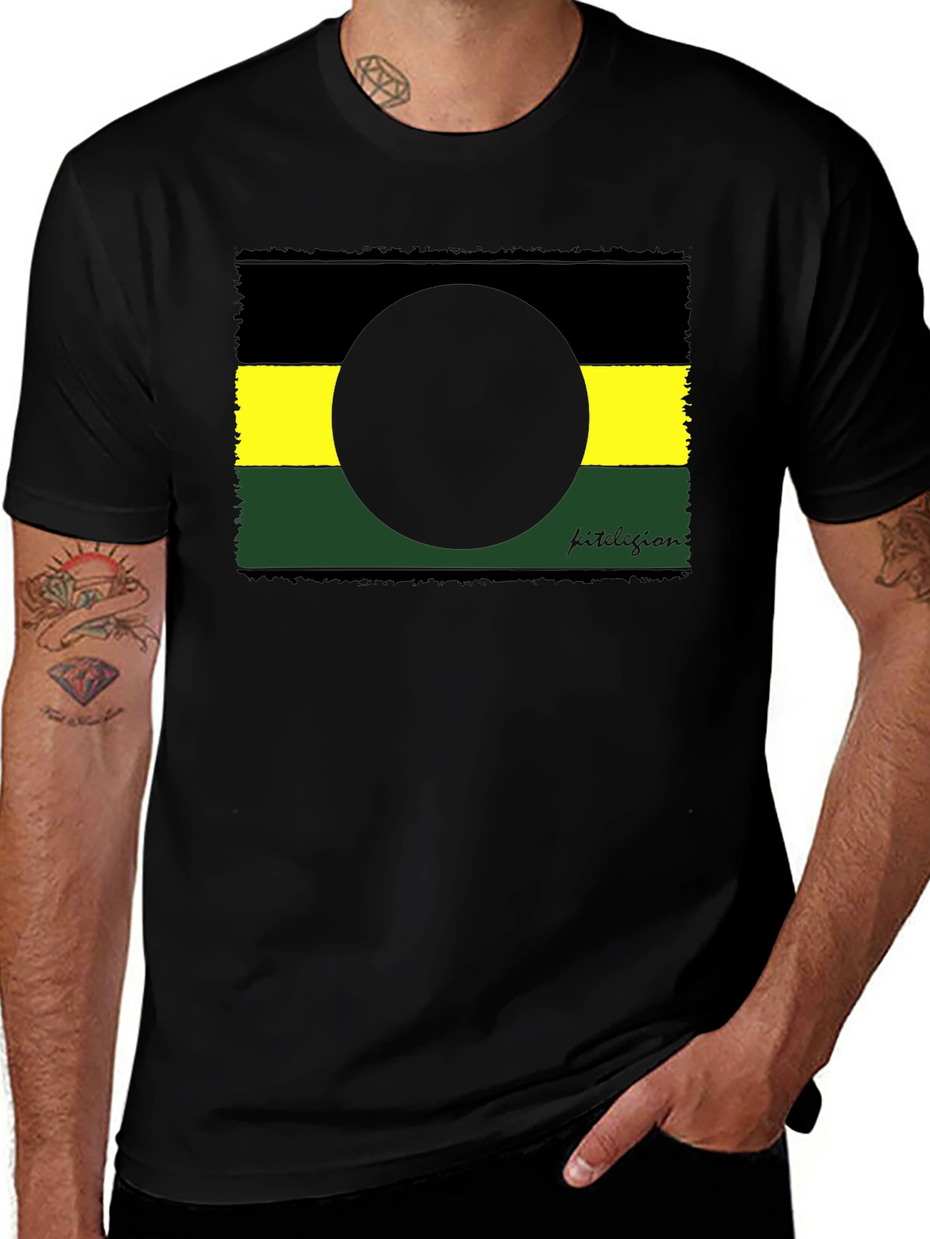 Variant 12 of Abstract Graphic Tee - Black, Yellow, Green Design