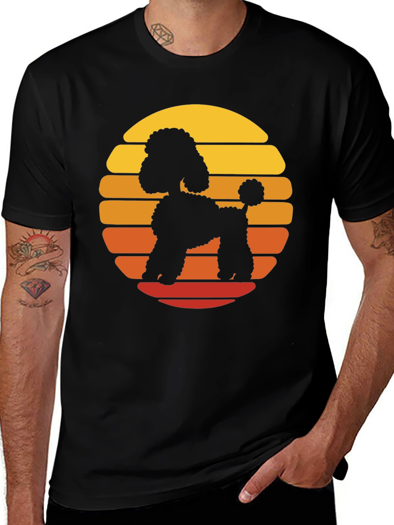 Variant 11 of Retro Poodle Sunset Graphic Tee