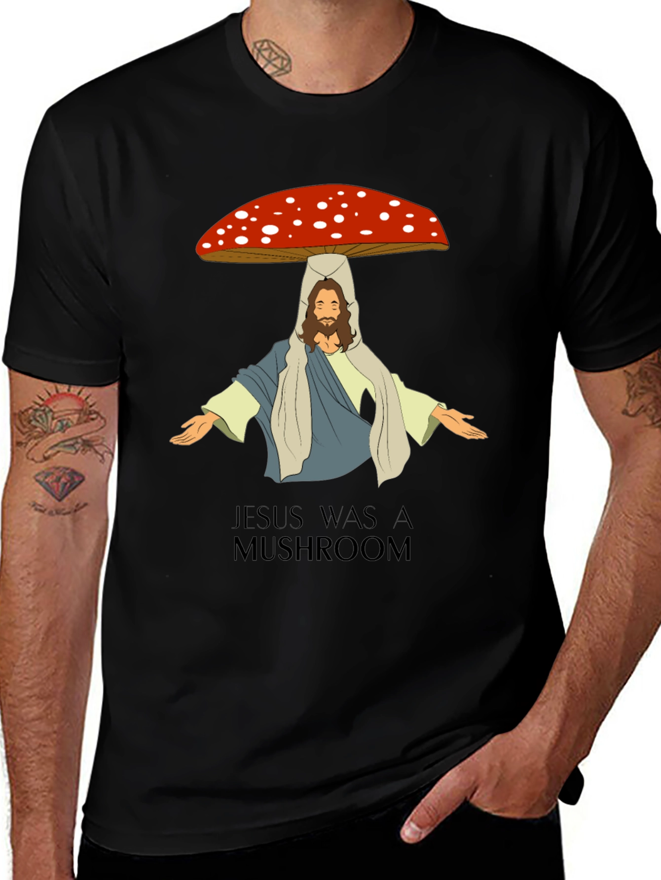 Variant 25 of Jesus Was A Mushroom Graphic Tee