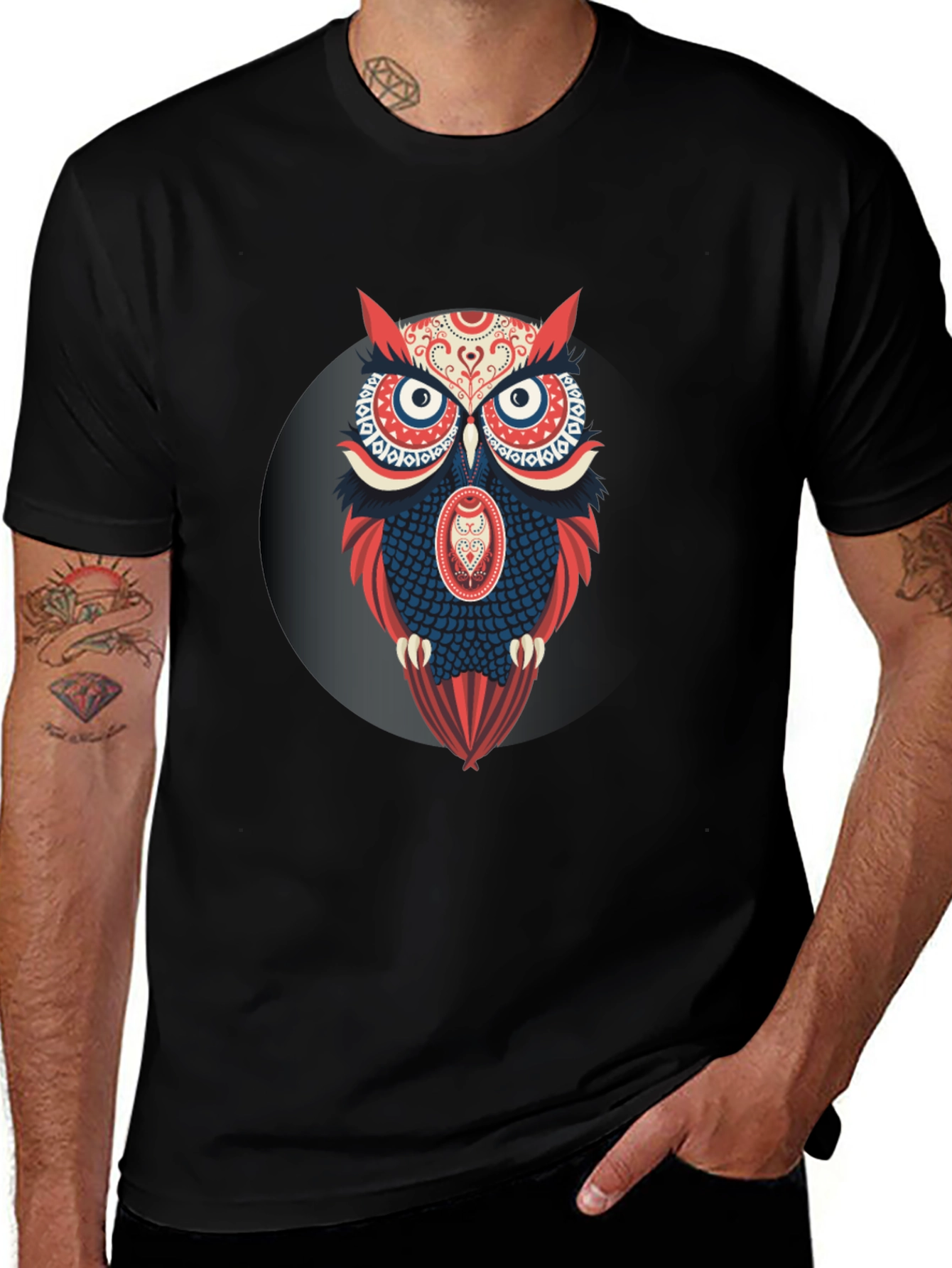 Variant 23 of Owl Graphic Print Black T-Shirt