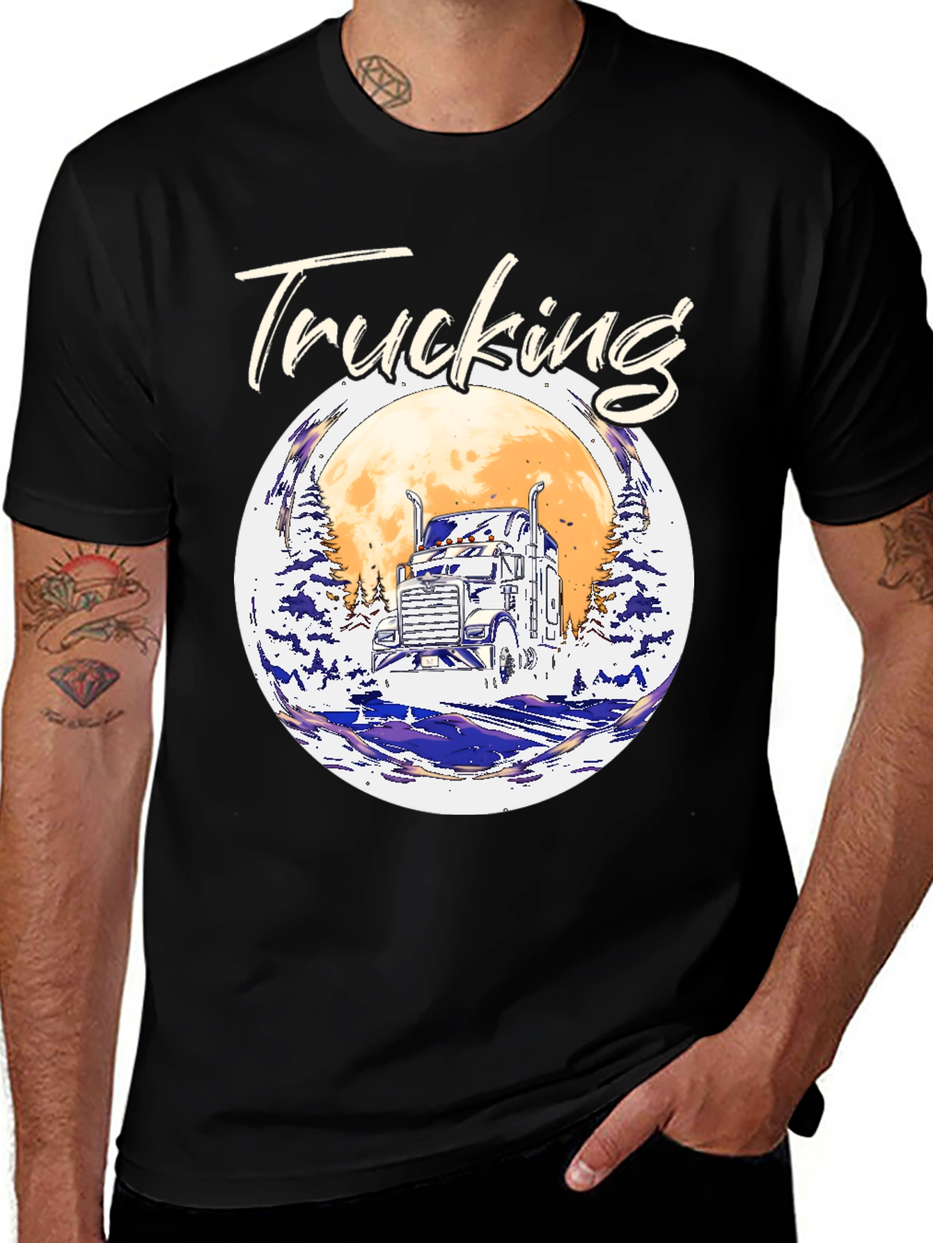 Trucking T-Shirt: Classic Trucker Moon Design