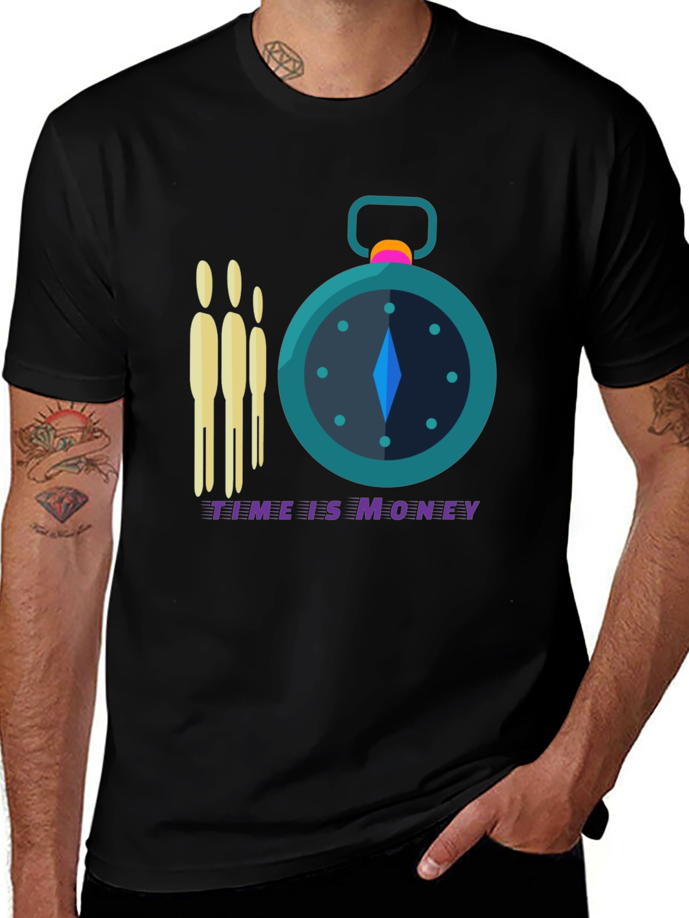 Variant 20 of Time is Money Graphic Tee - Black Crew Neck
