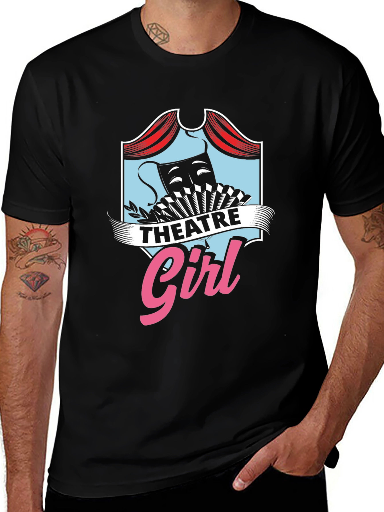 Variant 29 of Theatre Girl T-Shirt - Black Cotton Graphic Tee