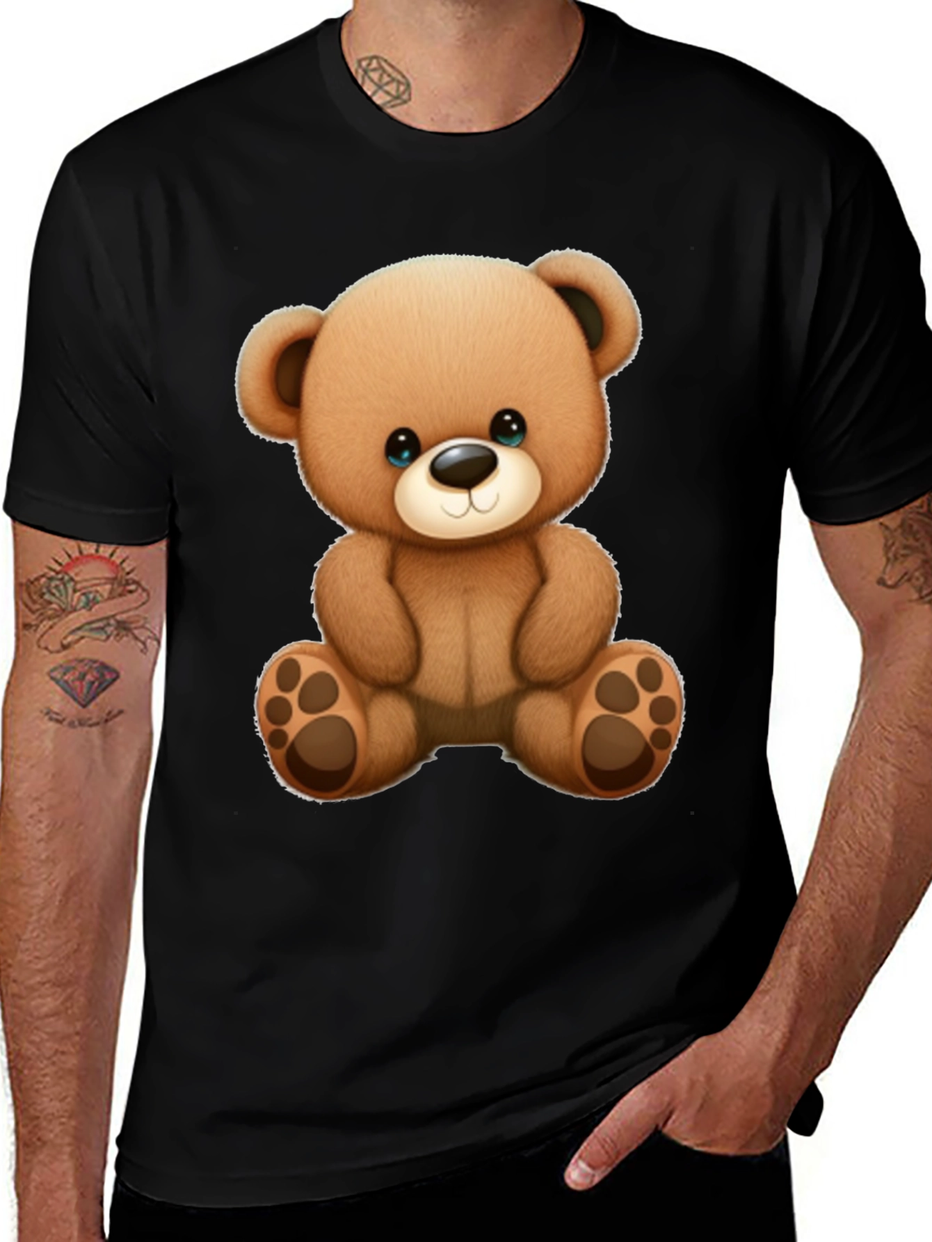 Variant 23 of Cute Teddy Bear Graphic Black T-Shirt