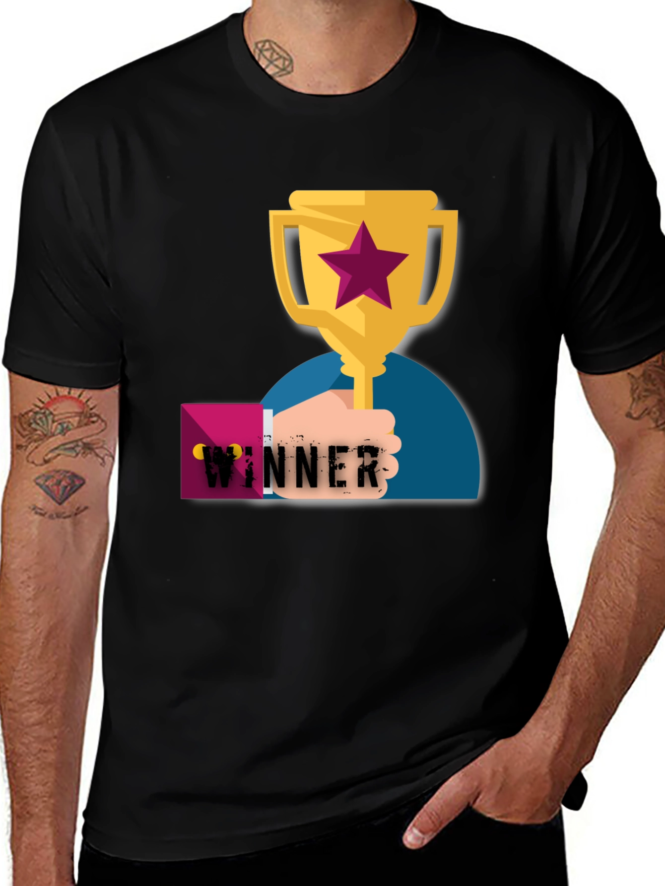 Black Winner Graphic Tee - Black Cotton T-Shirt main image