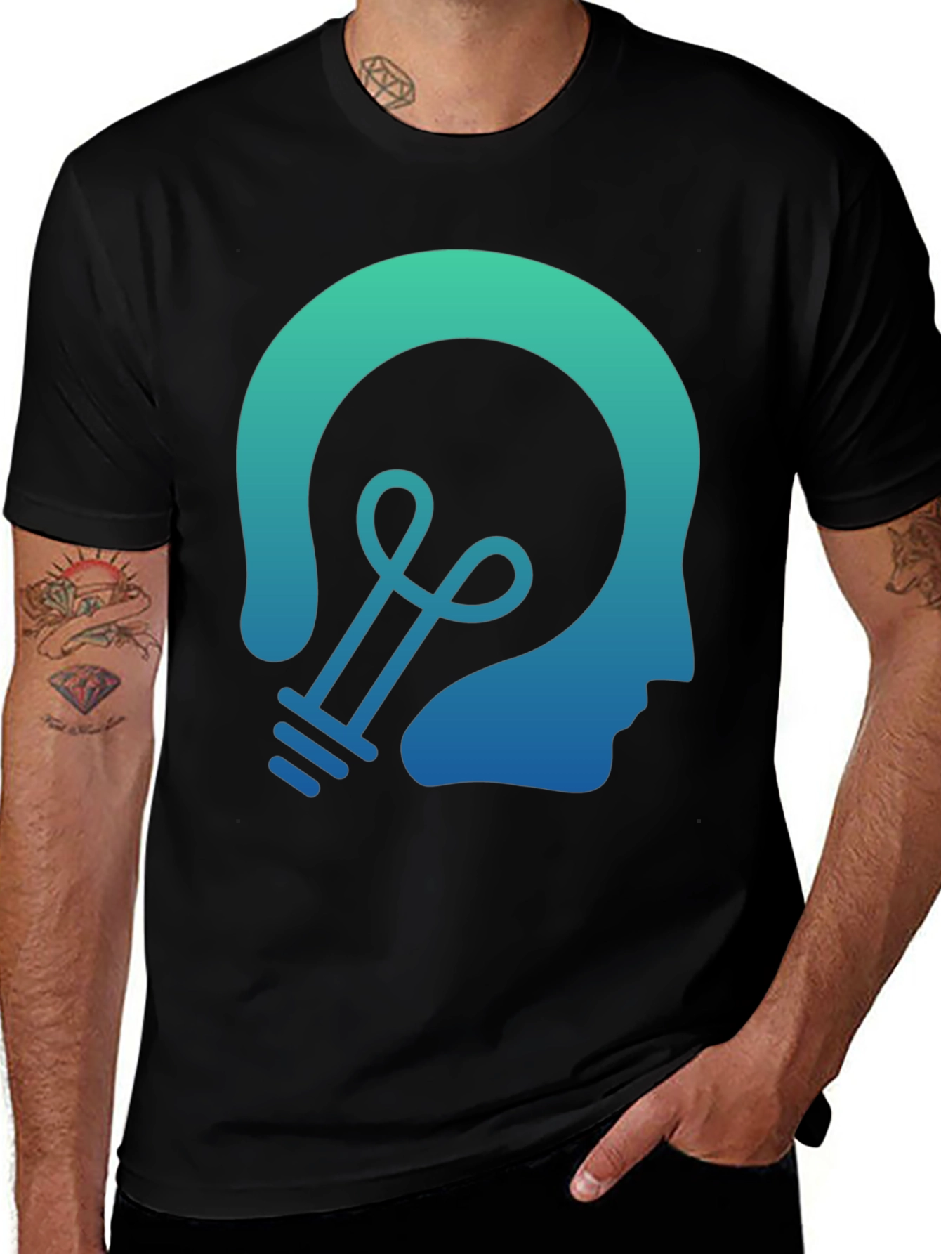 Variant 9 of Creative Thinking T-Shirt - Lightbulb Head Design