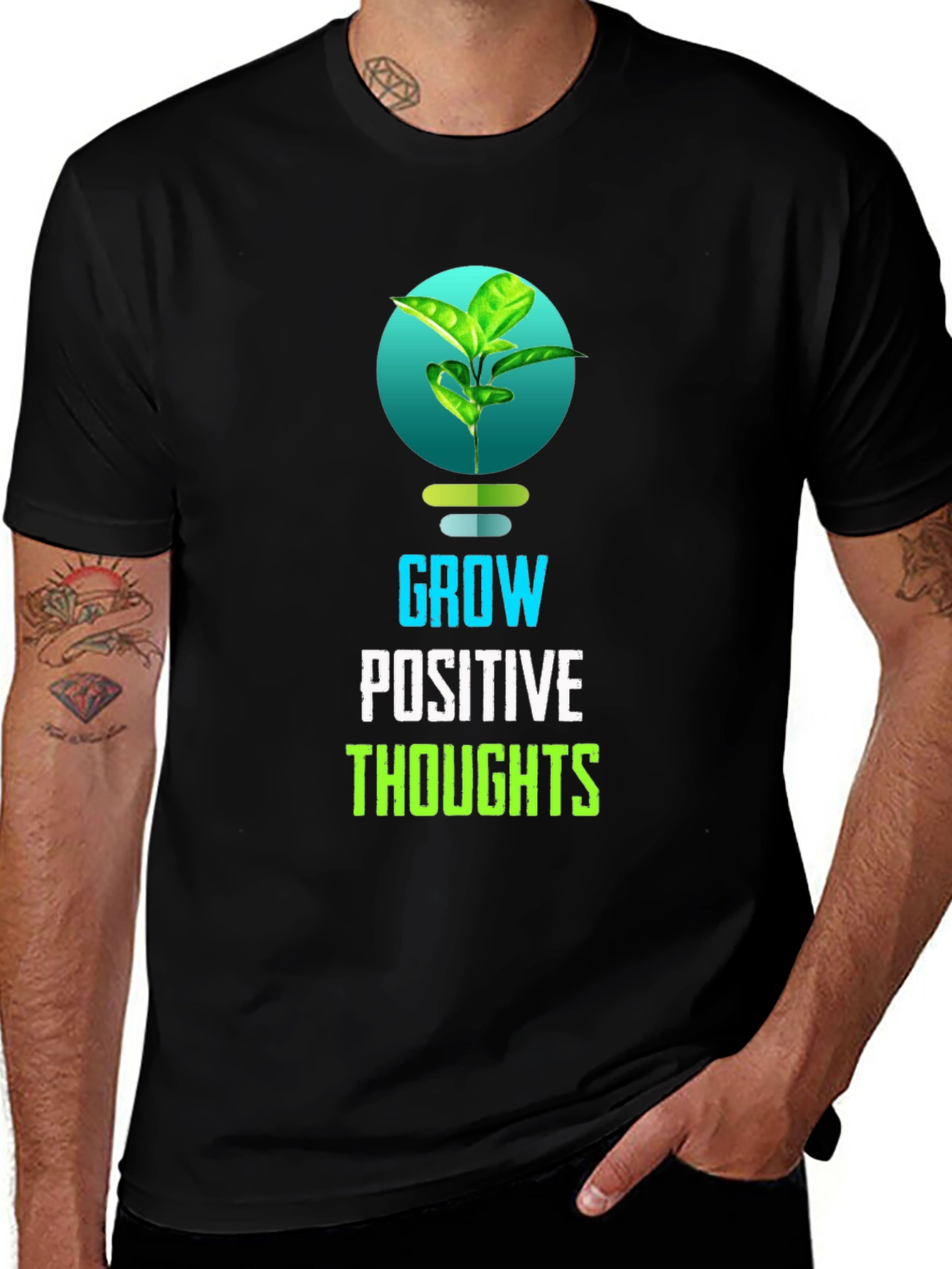 Variant 27 of Grow Positive Thoughts T-Shirt - Inspiring Design