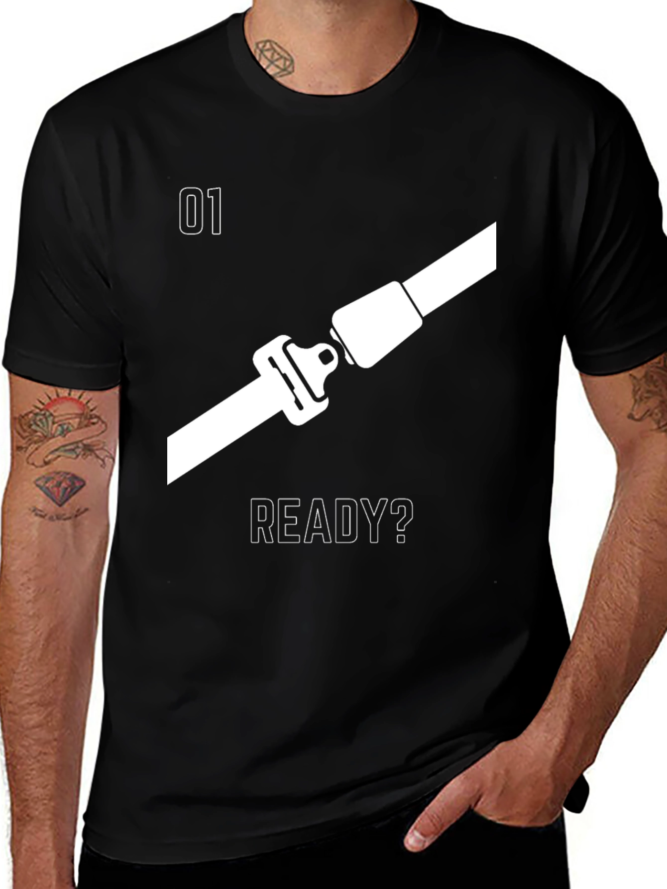 Variant 10 of Seatbelt Ready T-Shirt - Black Graphic Tee