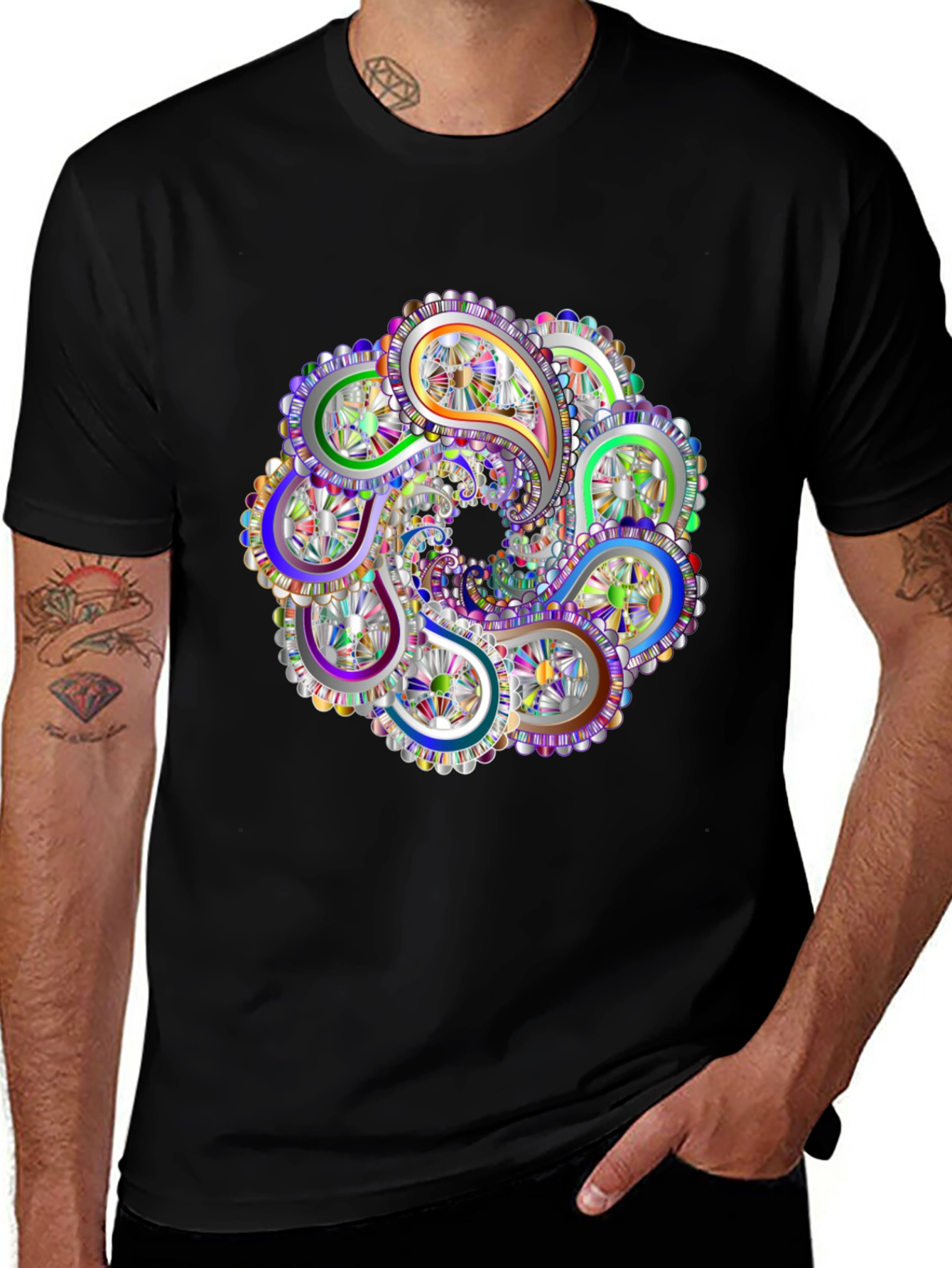 Variant 6 of Vibrant Paisley Pattern Men's Black T-Shirt