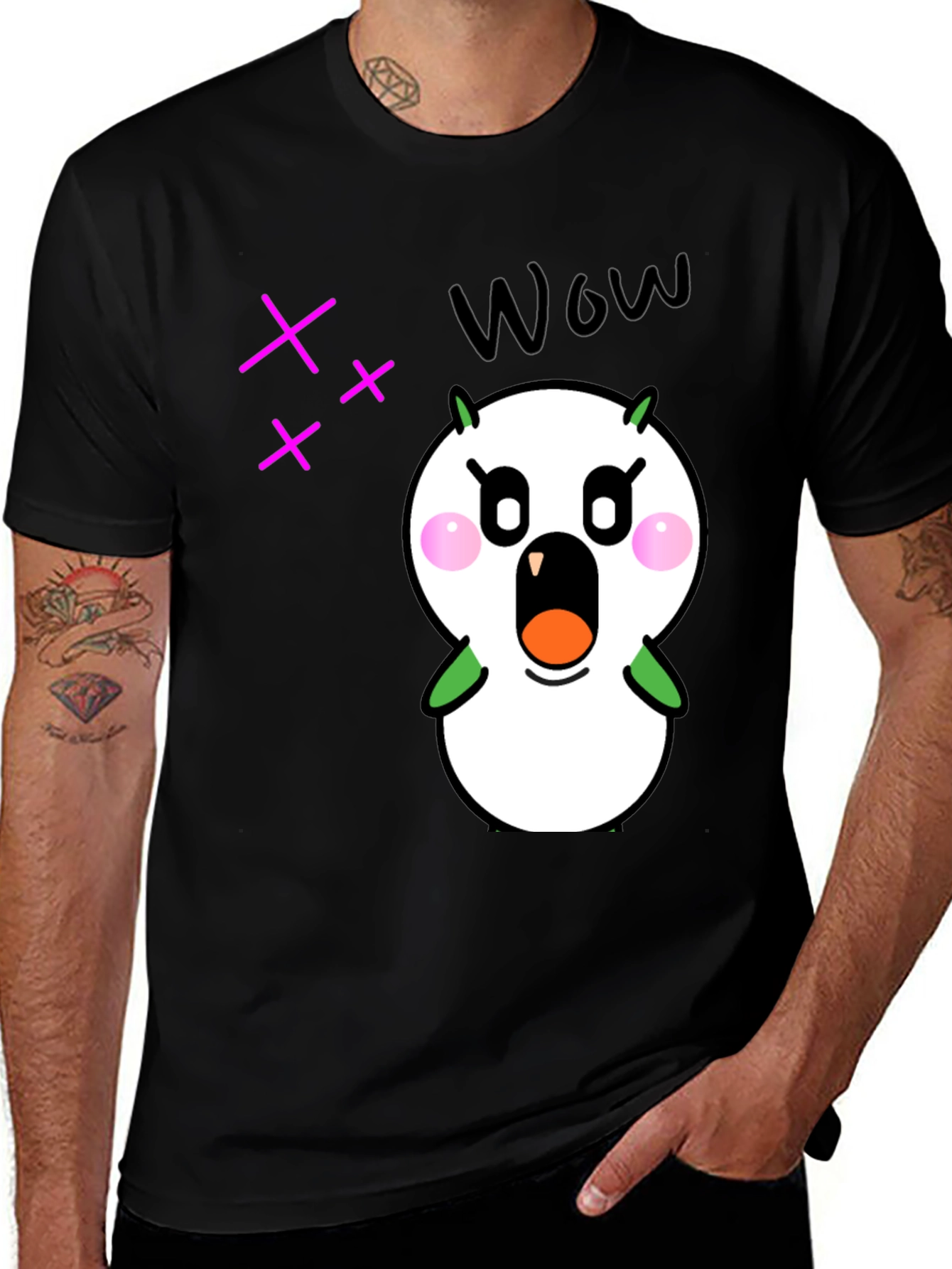 Variant 24 of Funny Cartoon Character Graphic Black T-Shirt