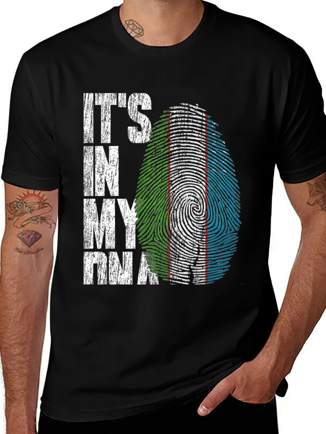 Uzbekistan DNA T-Shirt Uzbekistan Flag Fingerprint Heritage Tee