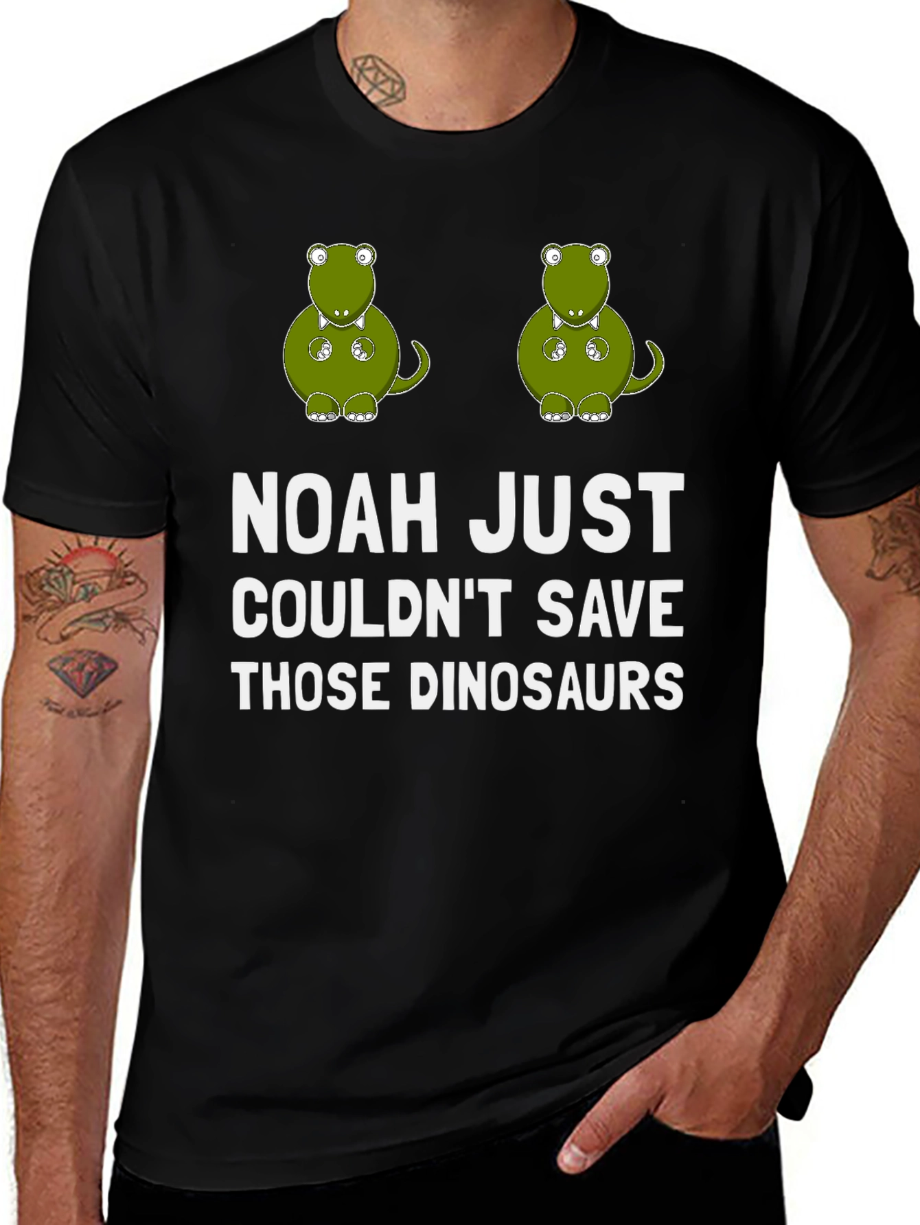 Variant 2 of Funny Dinosaur T-Shirt - Noah's Ark Humor Tee