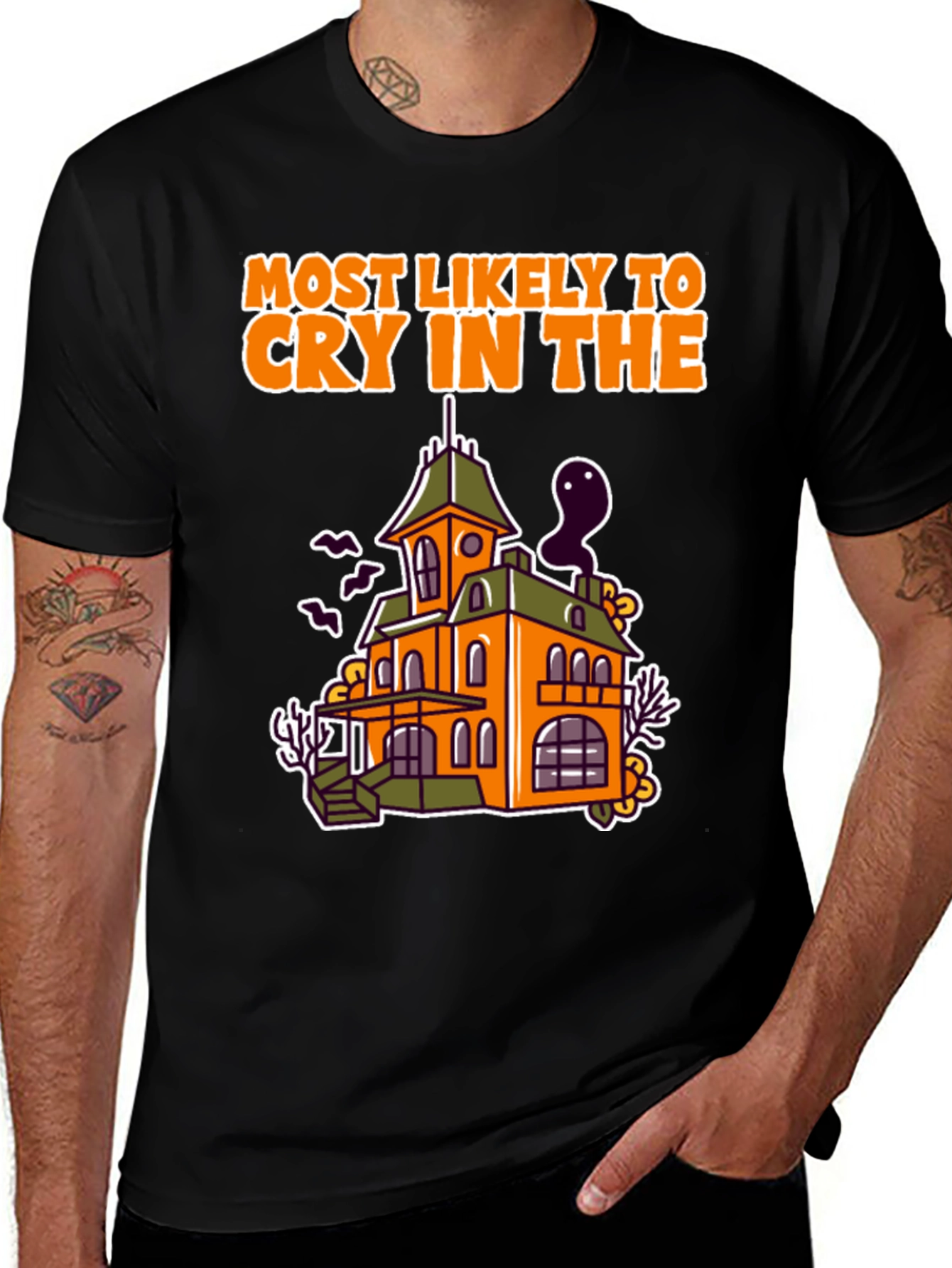 Variant 5 of Cry in Haunted House T-Shirt - Halloween