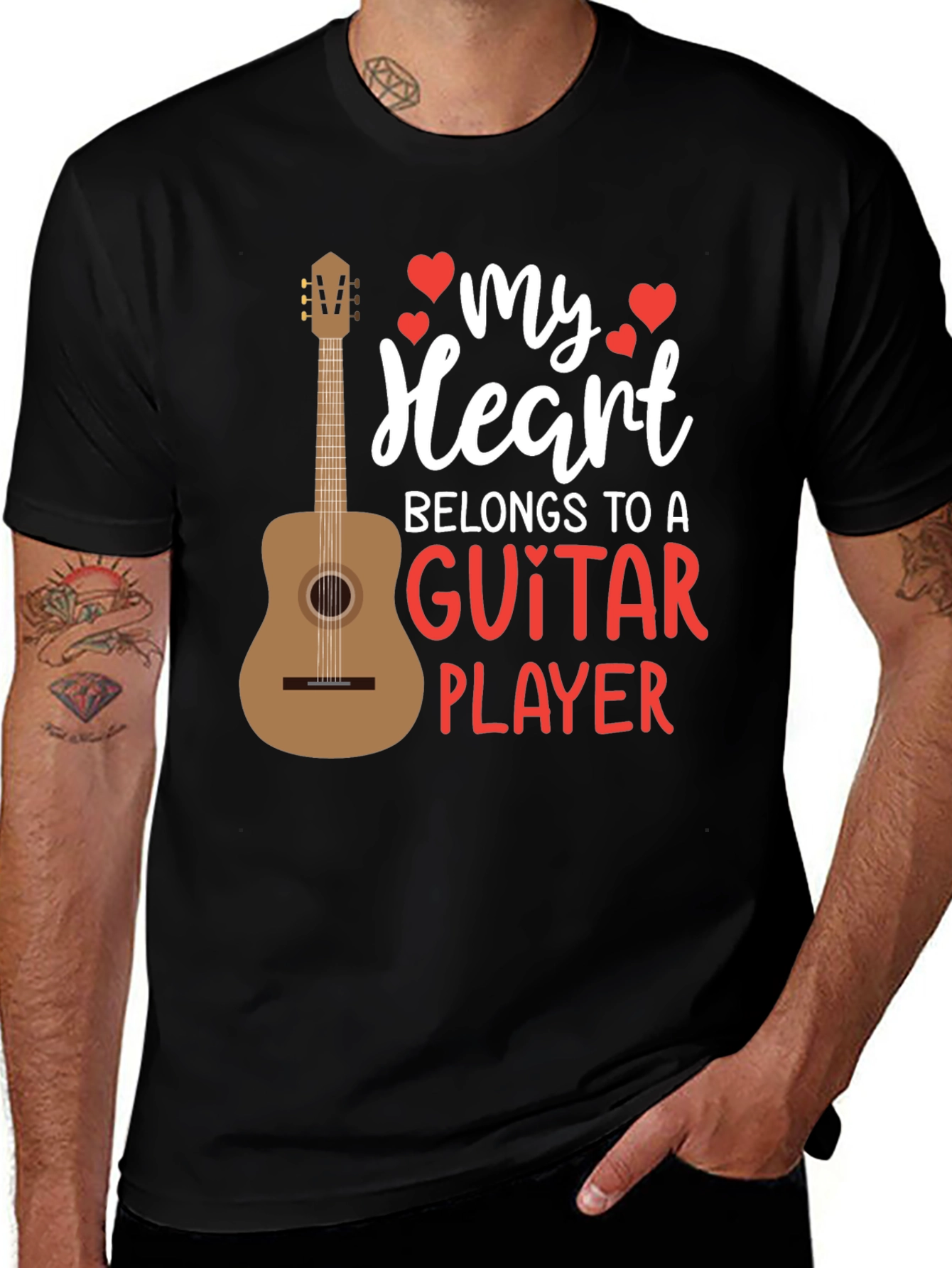 Variant 28 of Guitar Player Heart Graphic Tee - Musician's Love