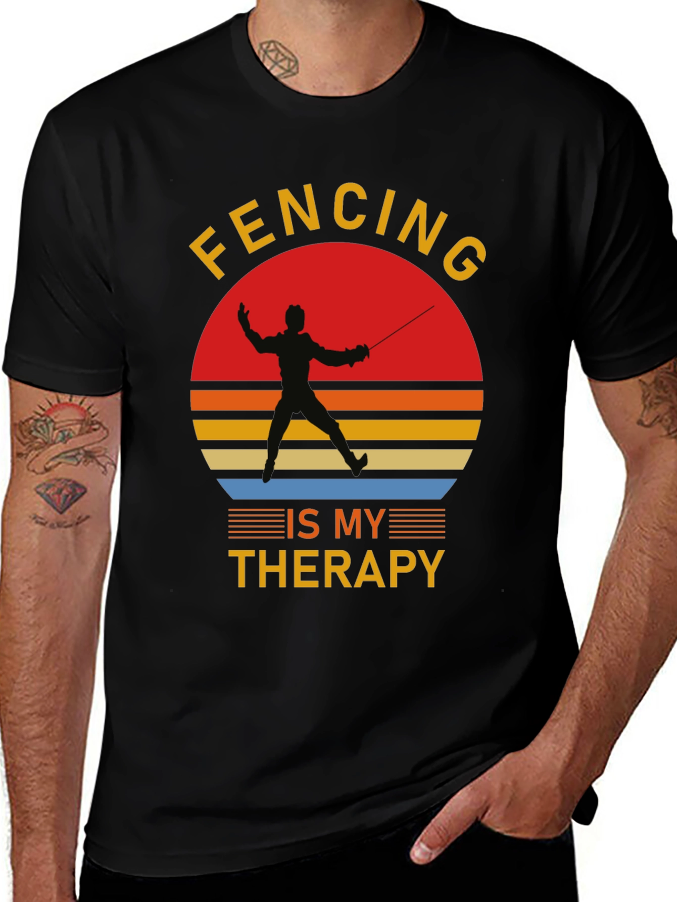 Variant 29 of Fencing is My Therapy Graphic T-Shirt