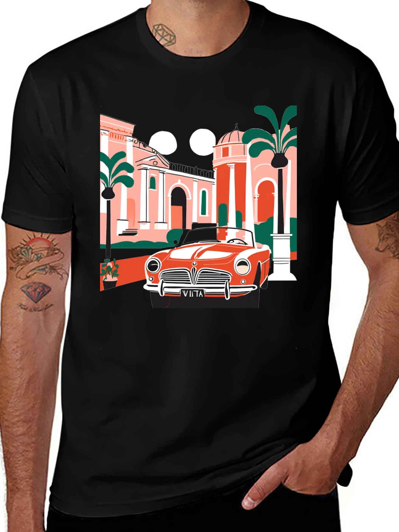 Variant 6 of Retro Car Graphic Tee - Vintage VITA Roadster Design