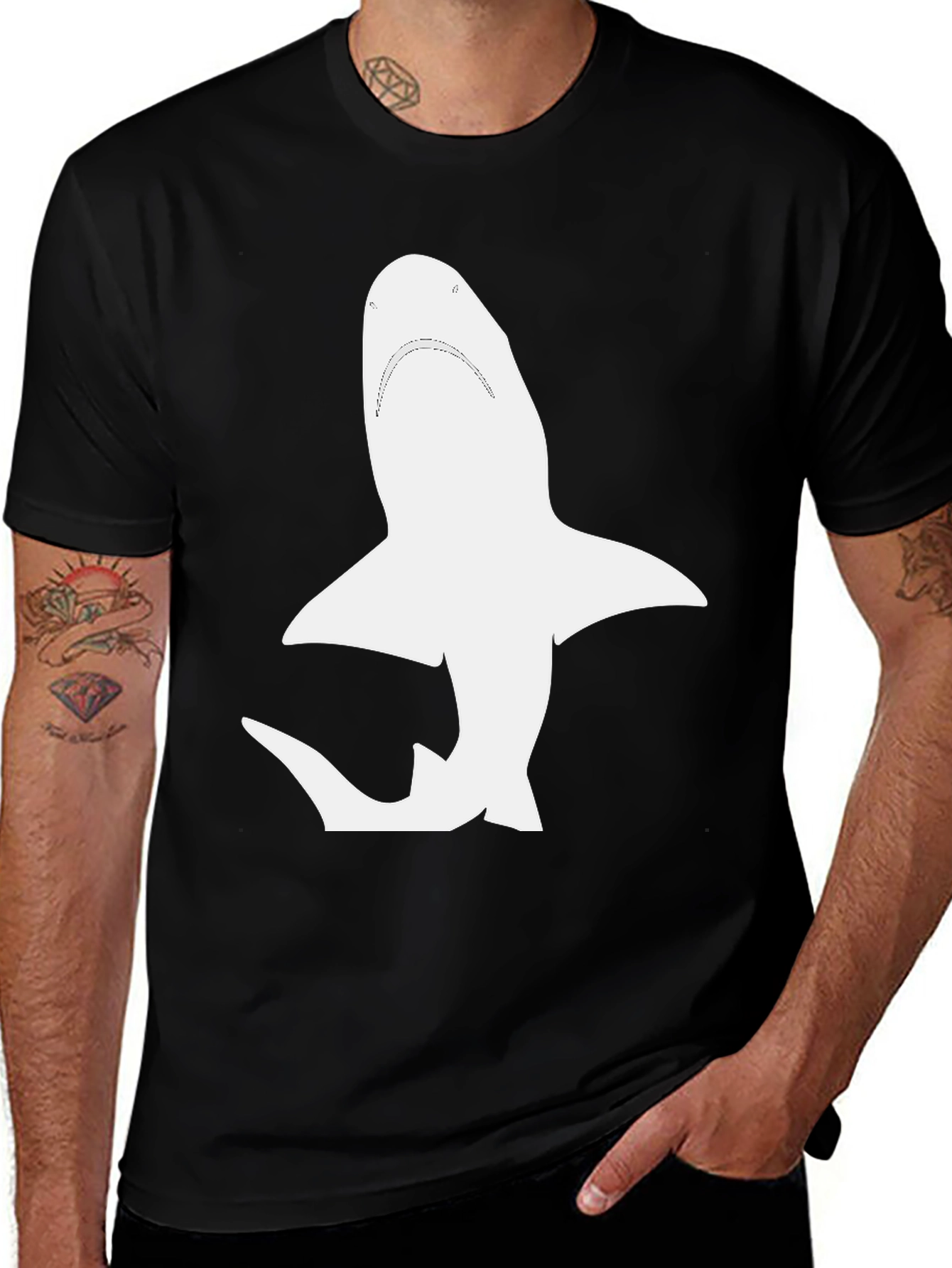 Variant 28 of Shark Graphic Black T-Shirt - Men's Casual Wear