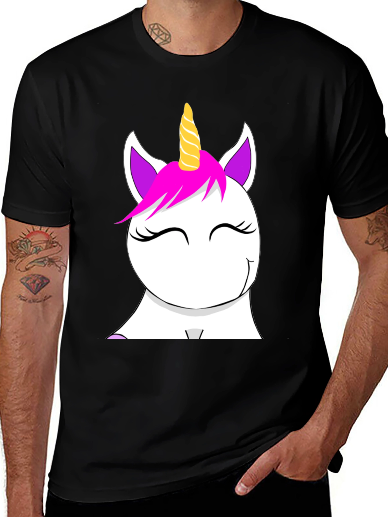 Variant 4 of Unicorn Graphic Tee - Black Cotton Blend