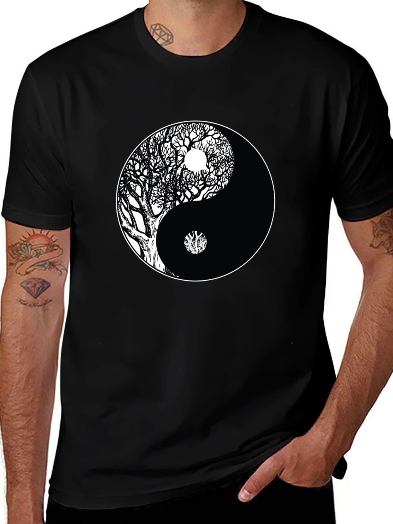 Variant 29 of Yin Yang Tree Black T-Shirt